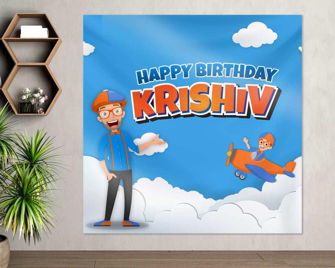 Blippi Theme Square Backdrop