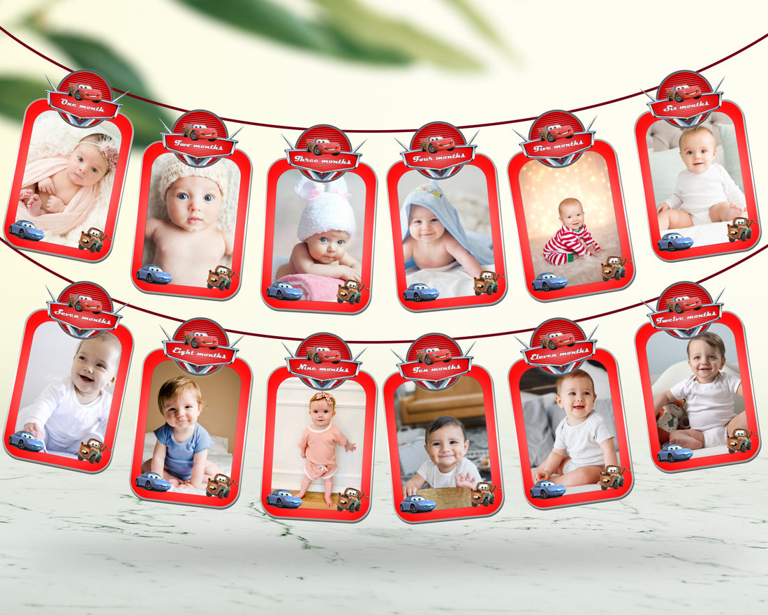 Cars Theme 12 Months Photo Banner