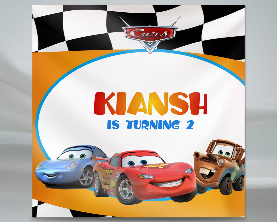 Car Theme Personalized Square Backdrop