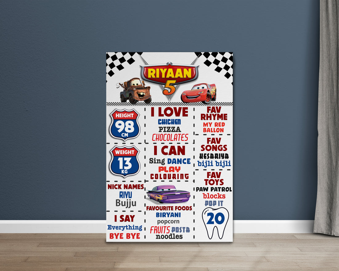 Car Theme White Chalkboard