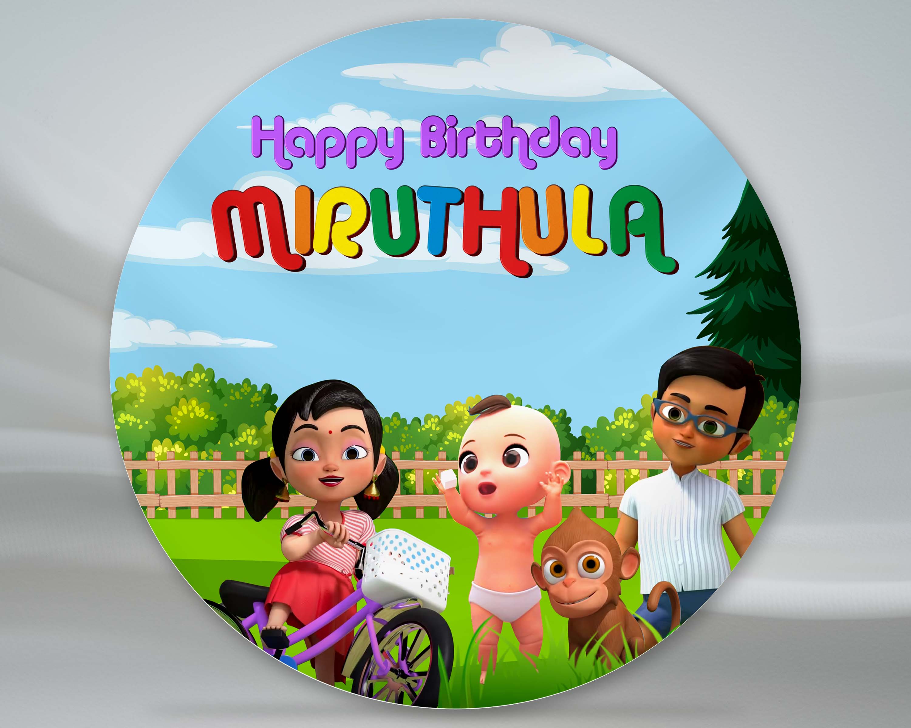 Chutti Kannamma Theme Round Customized Backdrop