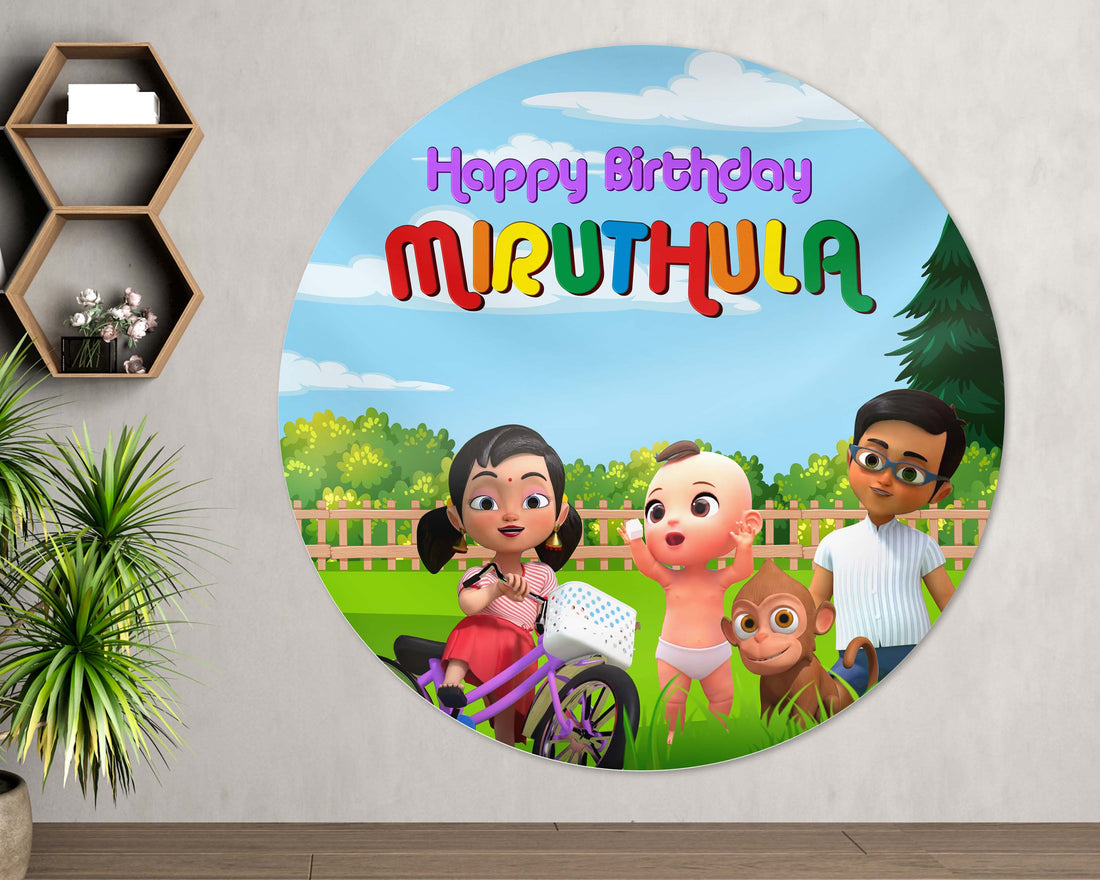 Chutti Kannamma Theme Round Customized Backdrop