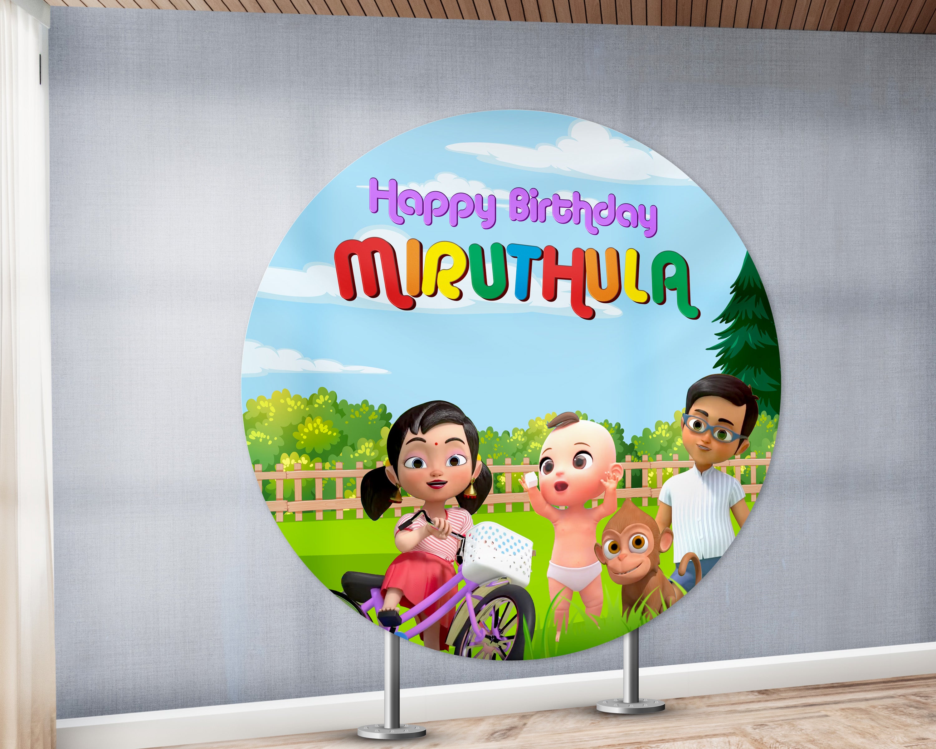 Chutti Kannamma Theme Round Customized Backdrop