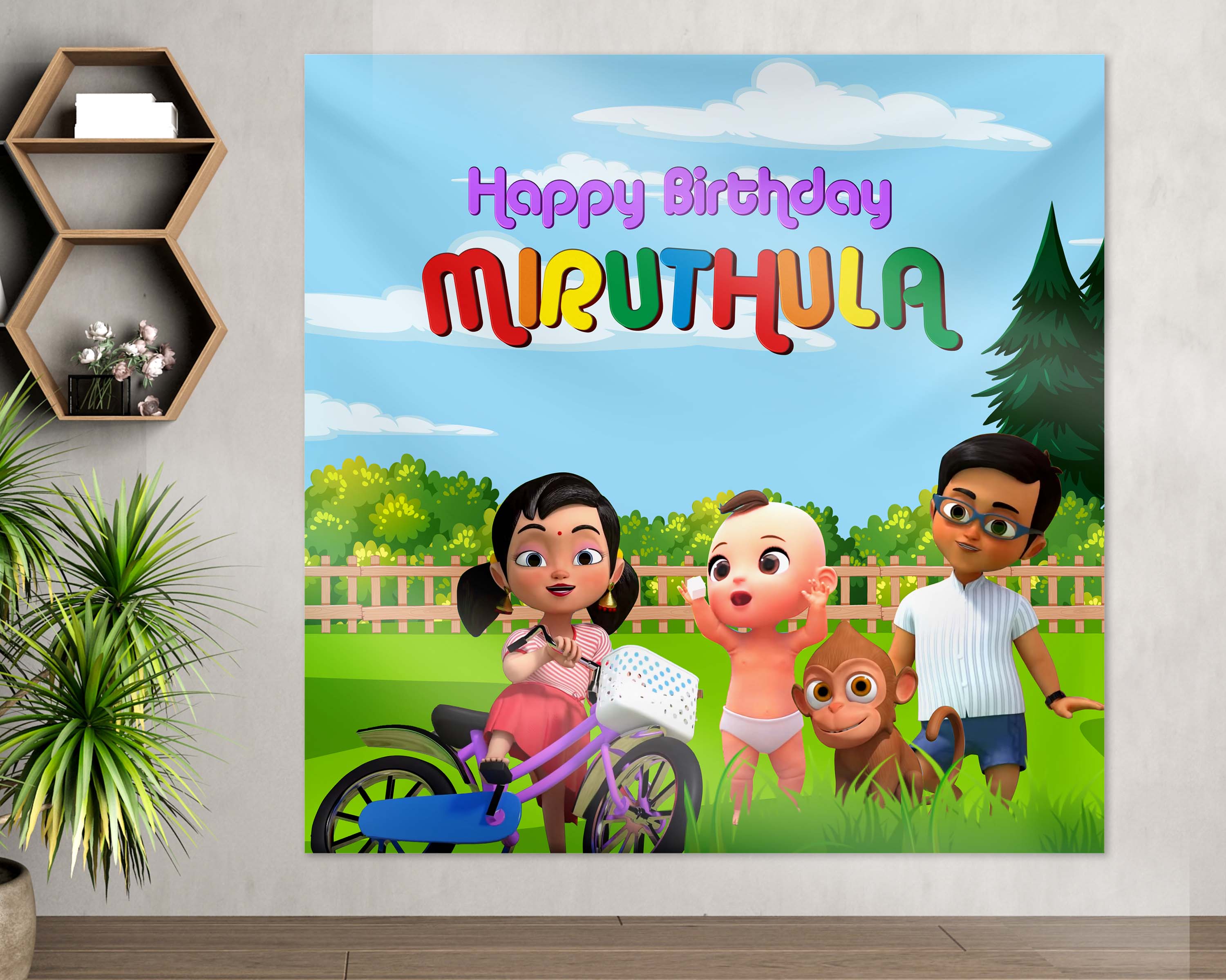 Chutti Kannamma Theme Square Customized Backdrop