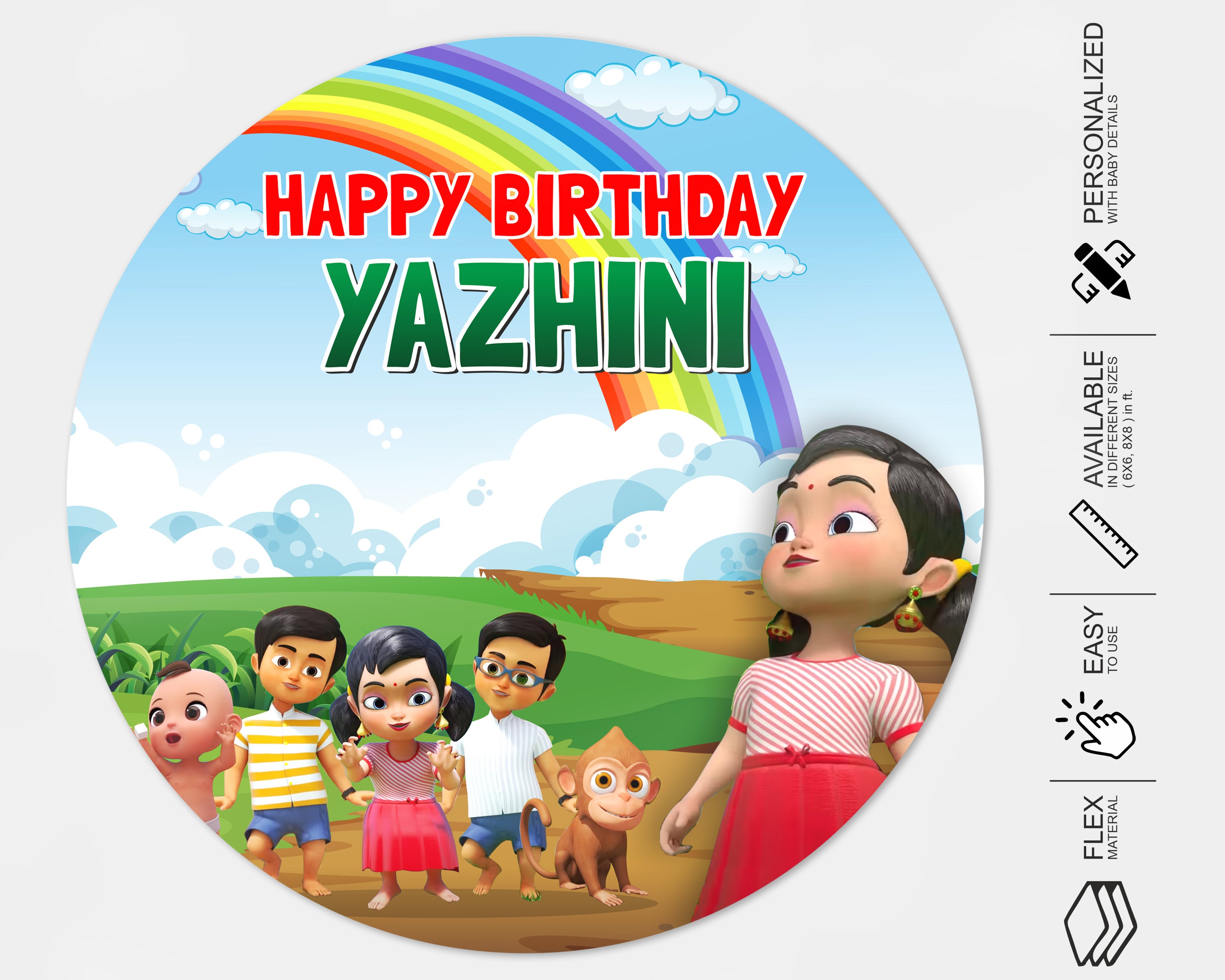 Chutti Kannamma Theme Round Backdrop