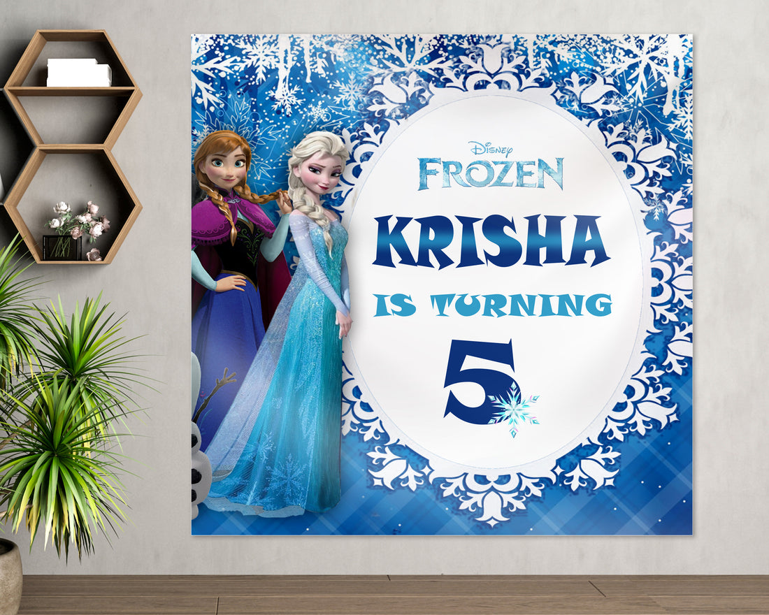 Frozen Theme Personalized Square Backdrop