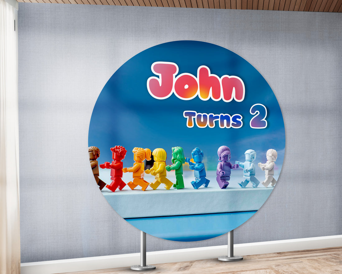 Lego Theme Personalized Round Backdrop