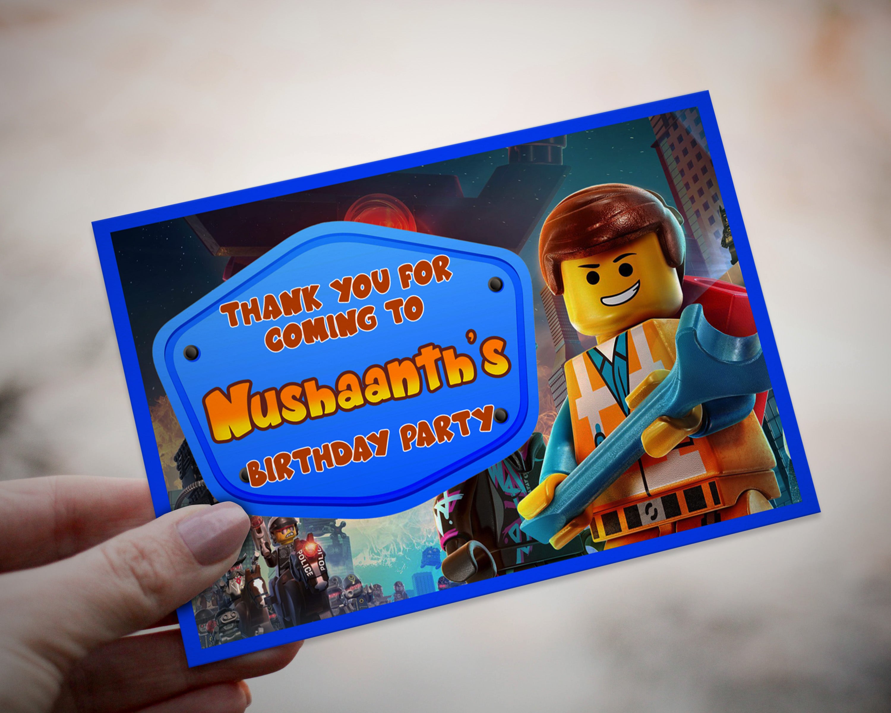 Lego Theme Thank You Card