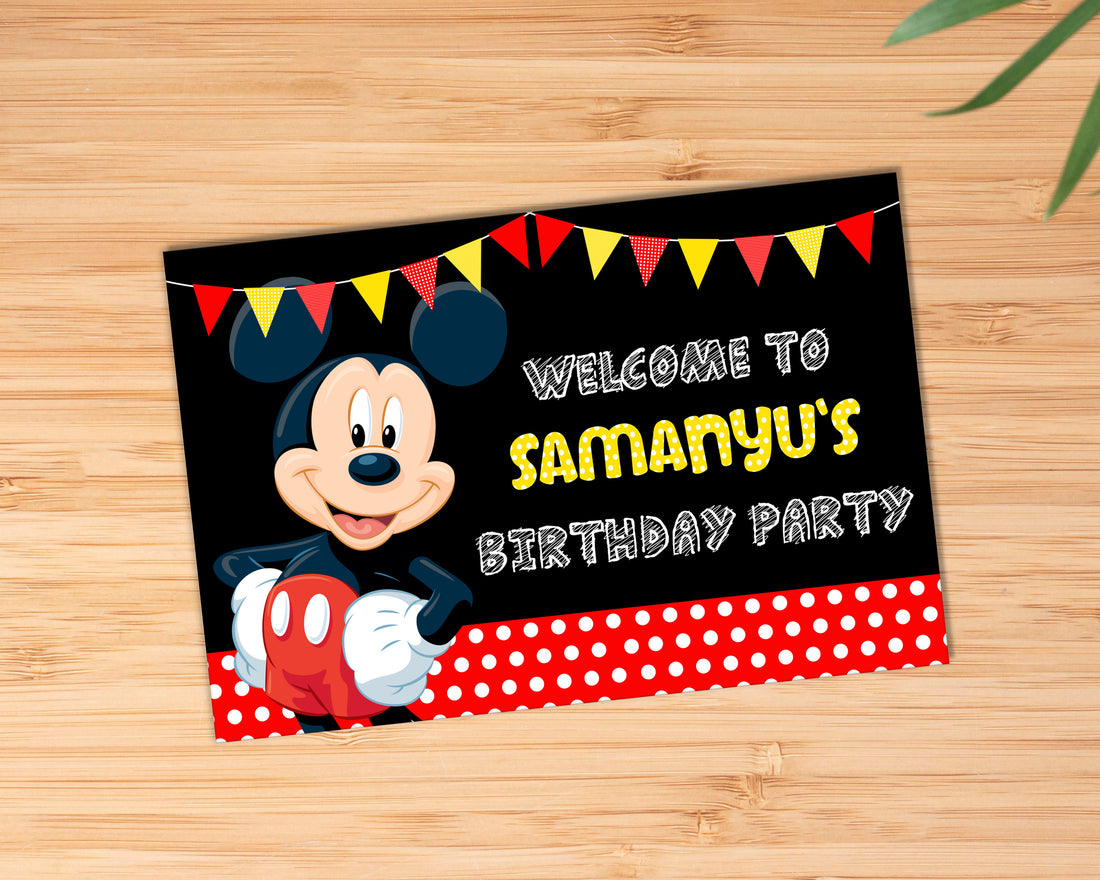 Mickey Mouse Customized with Baby details Welcome Board