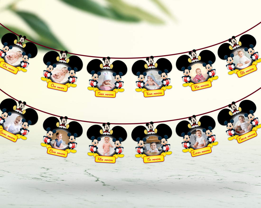 Mickey Mouse Theme 12 Months Photo Banner