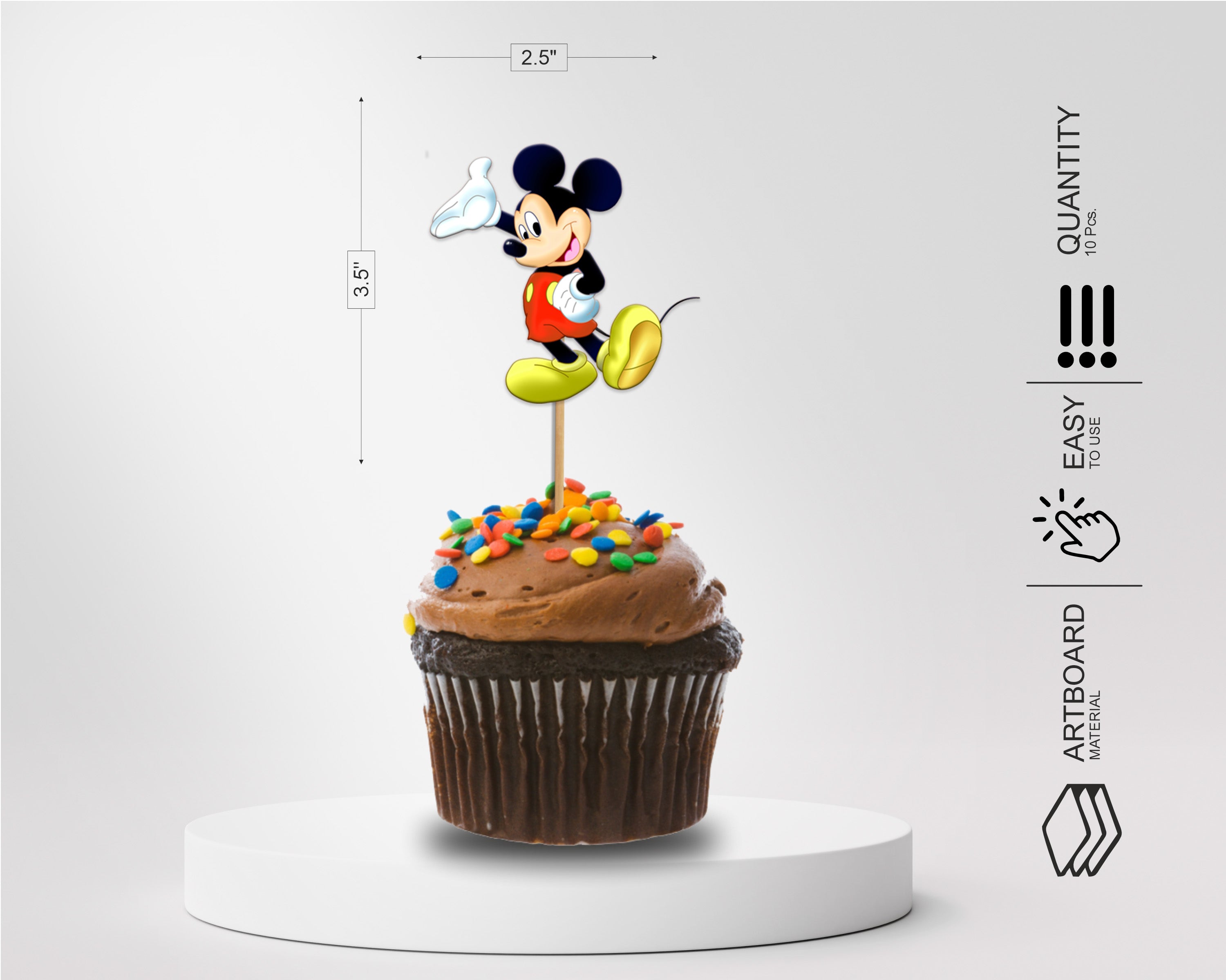 Mickey Mouse Theme Customized Cup Cake Topper