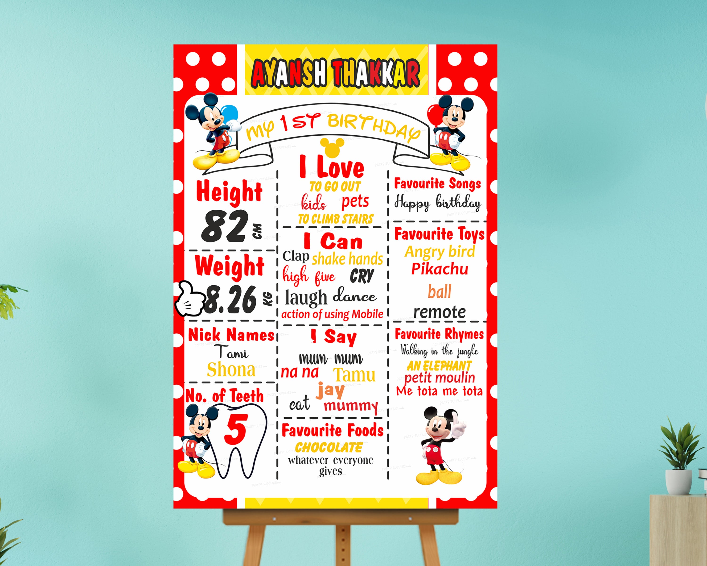 Mickey Mouse Theme White Chalkboard