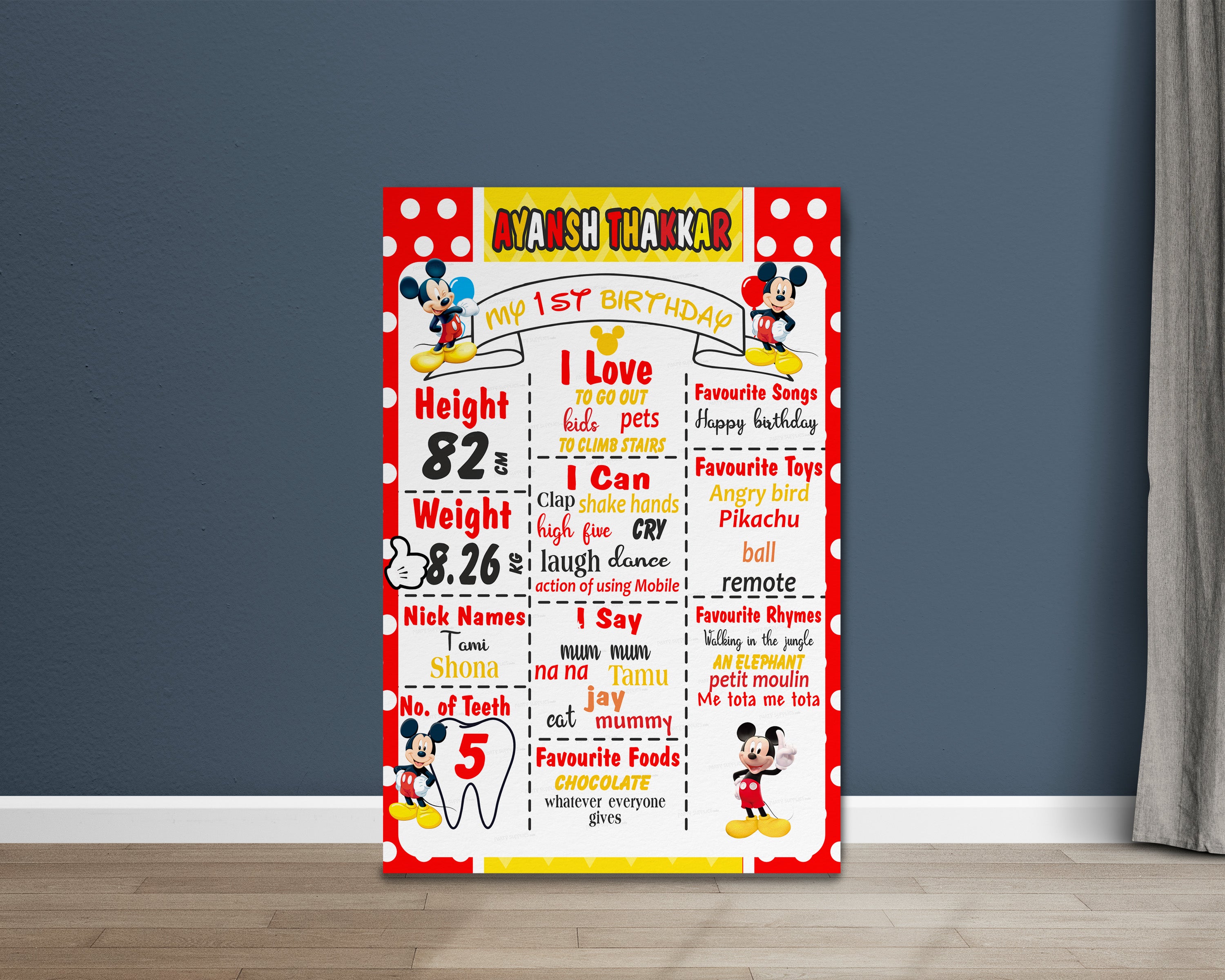 Mickey Mouse Theme White Chalkboard