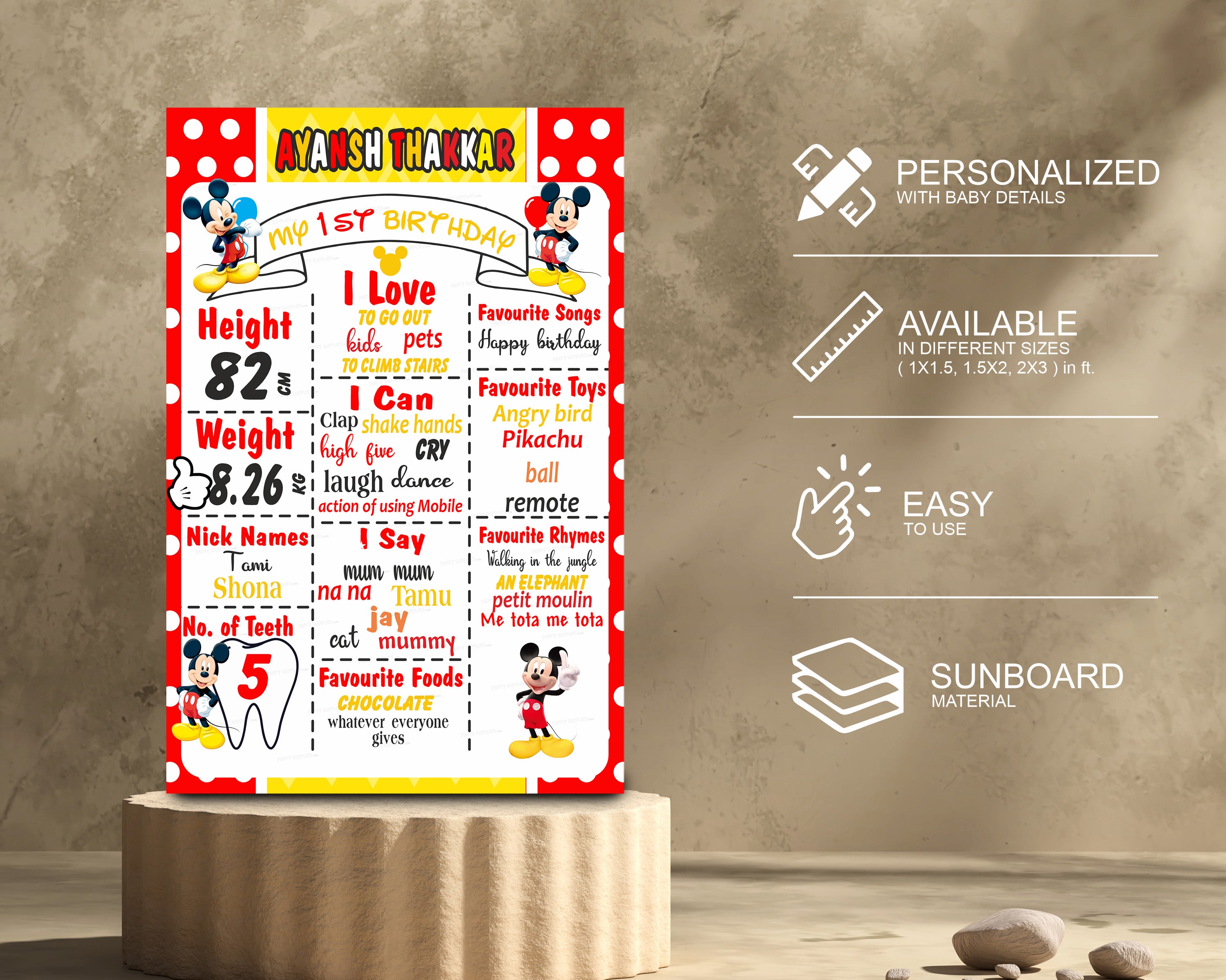 Mickey Mouse Theme White Chalkboard