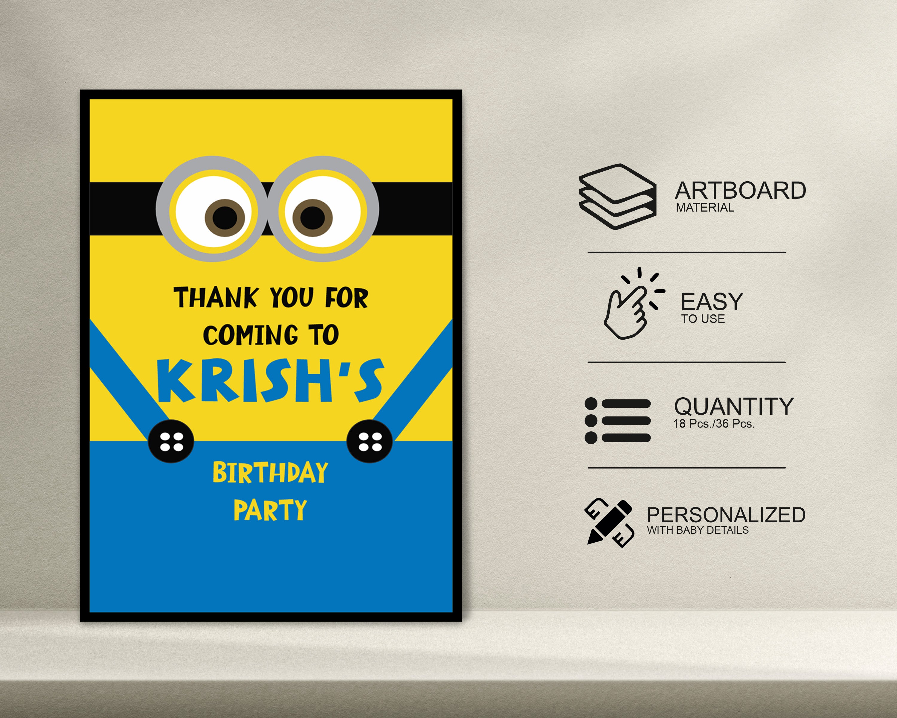 Minions Theme Thank You Card
