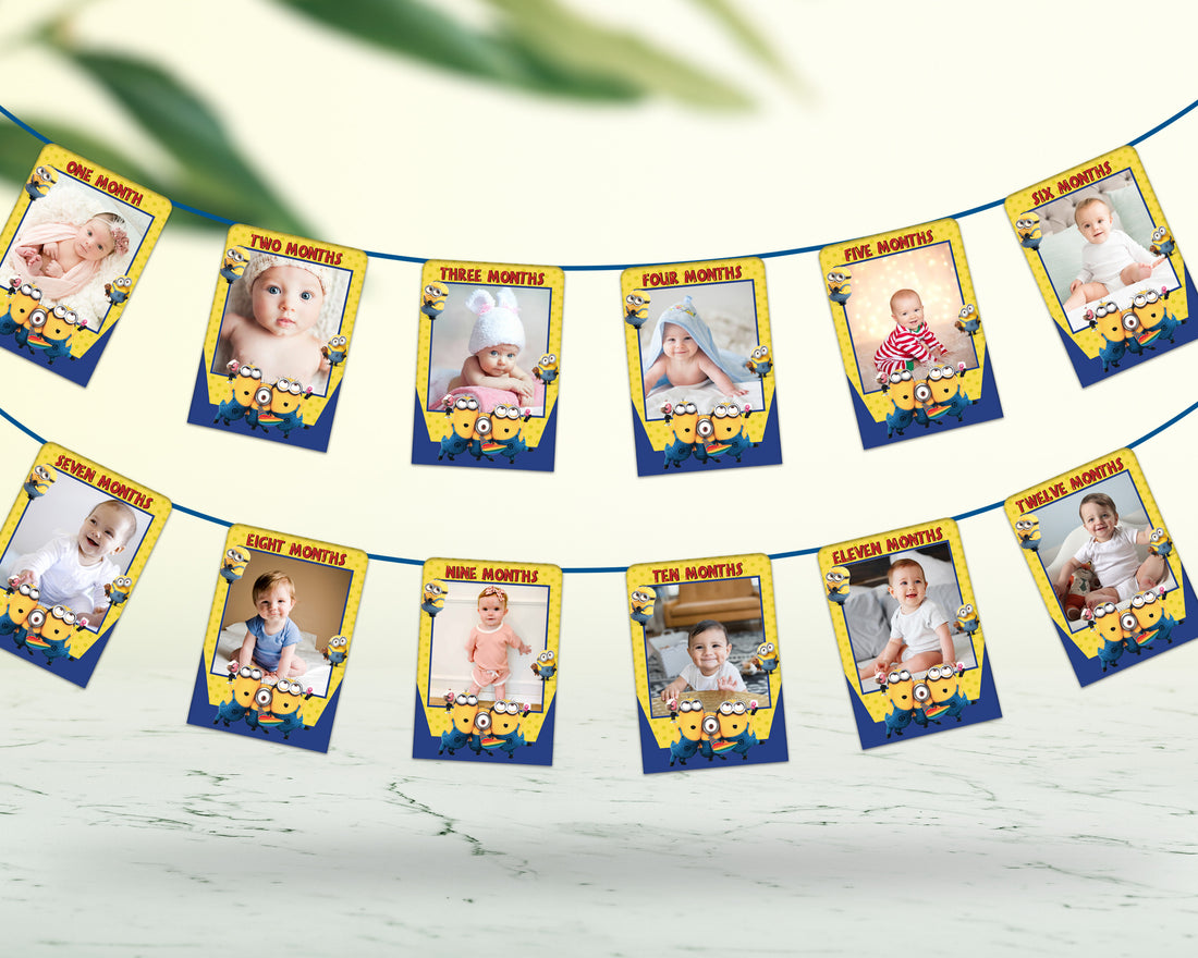 Minion Theme 12 Months Photo Banner