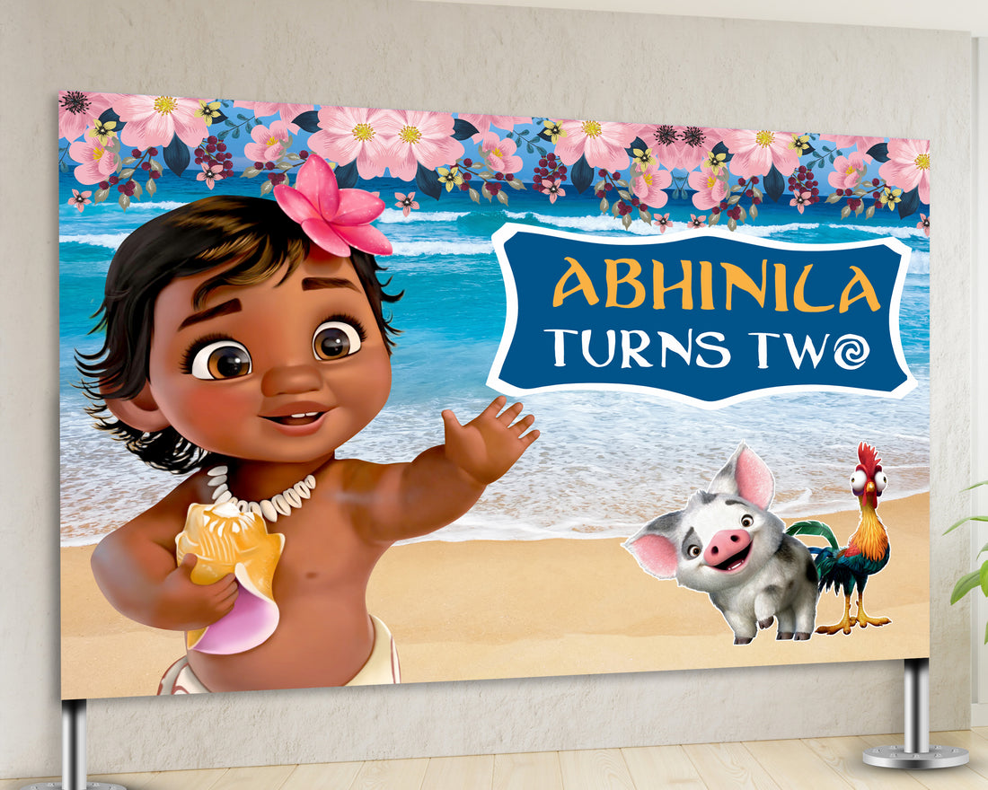 Moana Theme Personalized Backdrop