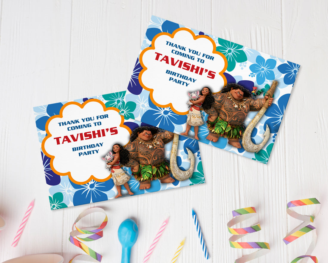 Moana Theme Thank You Card
