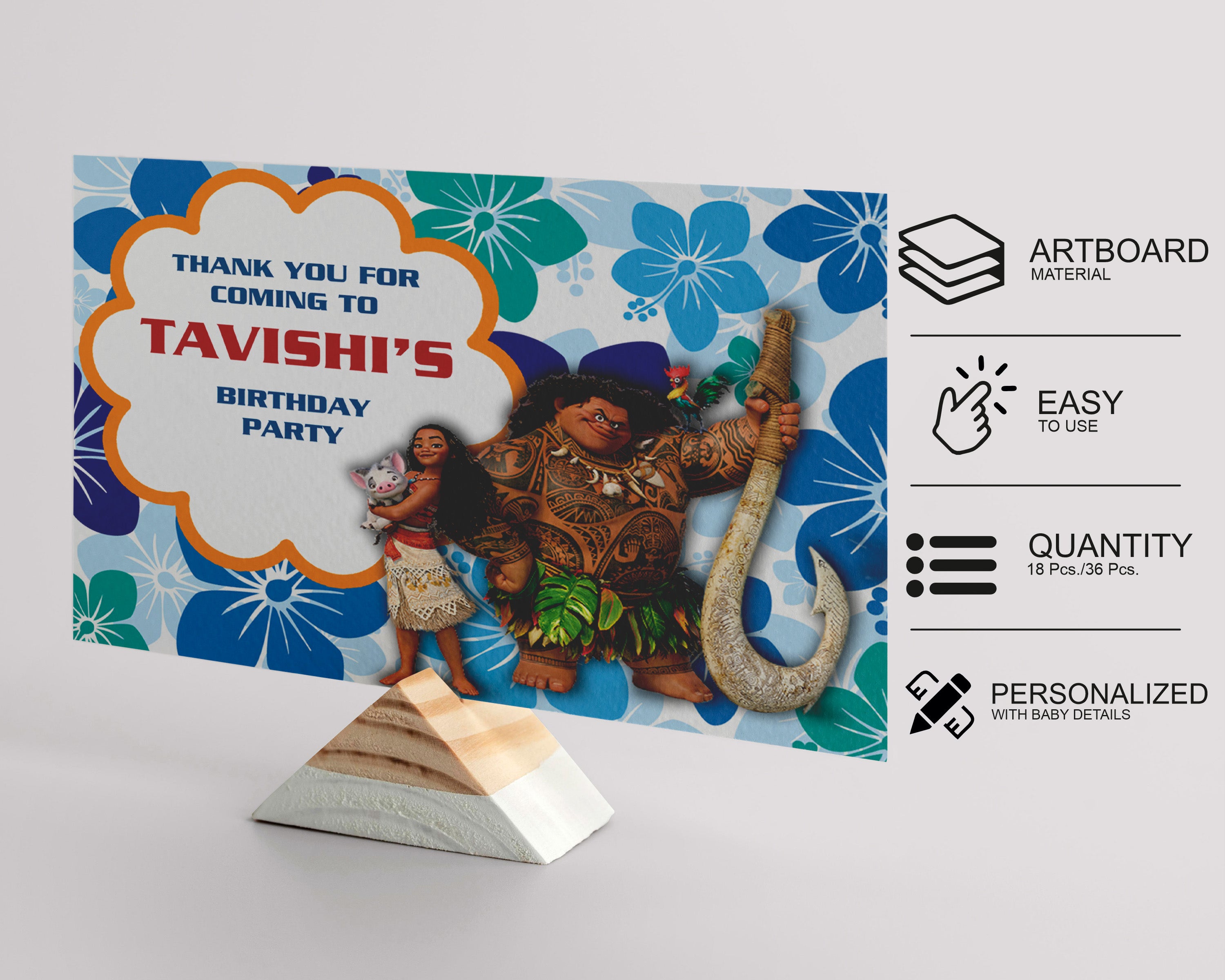 Moana Theme Thank You Card