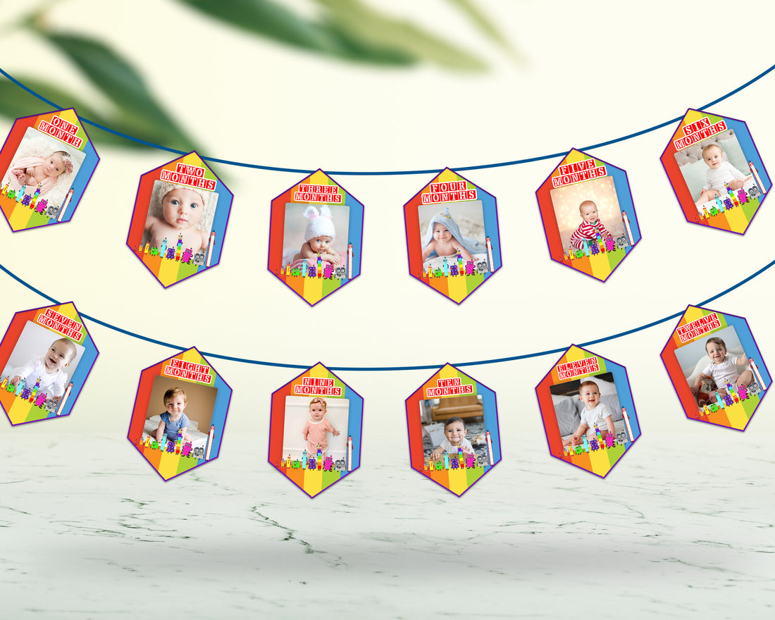 Number Blocks Theme 12 Months Photo Banner