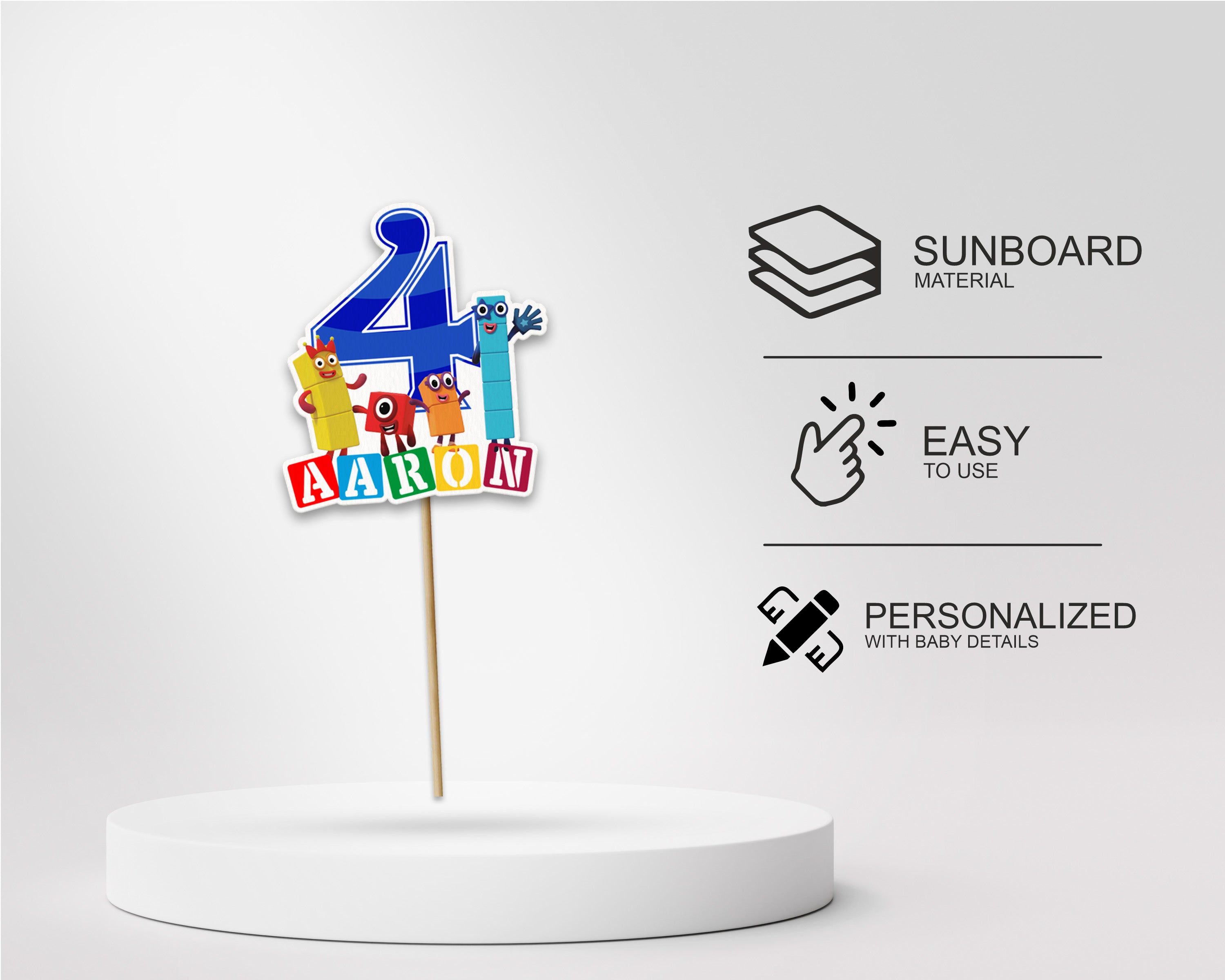 Number Blocks Theme Cake Topper