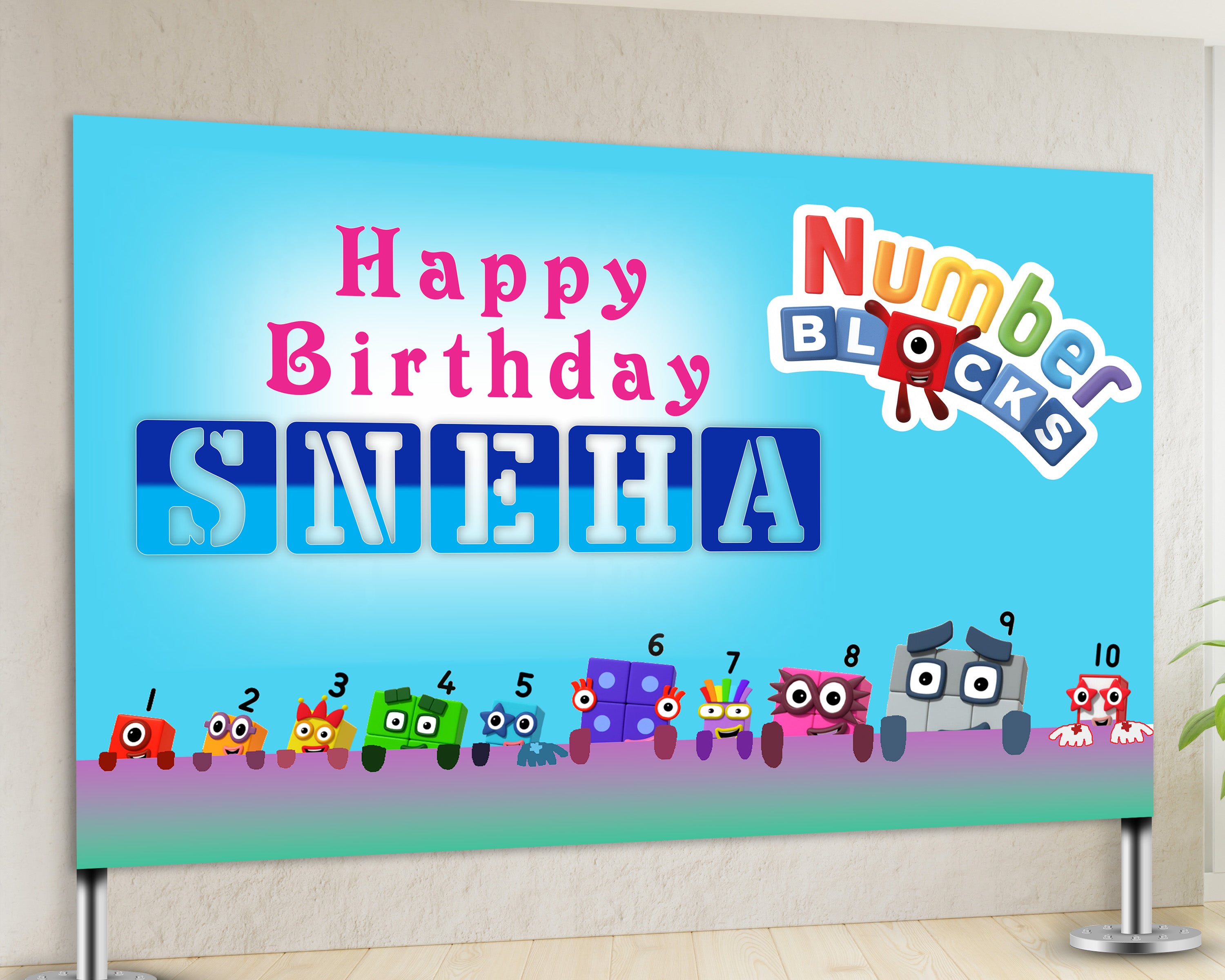 Number Blocks Theme Customized Backdrop