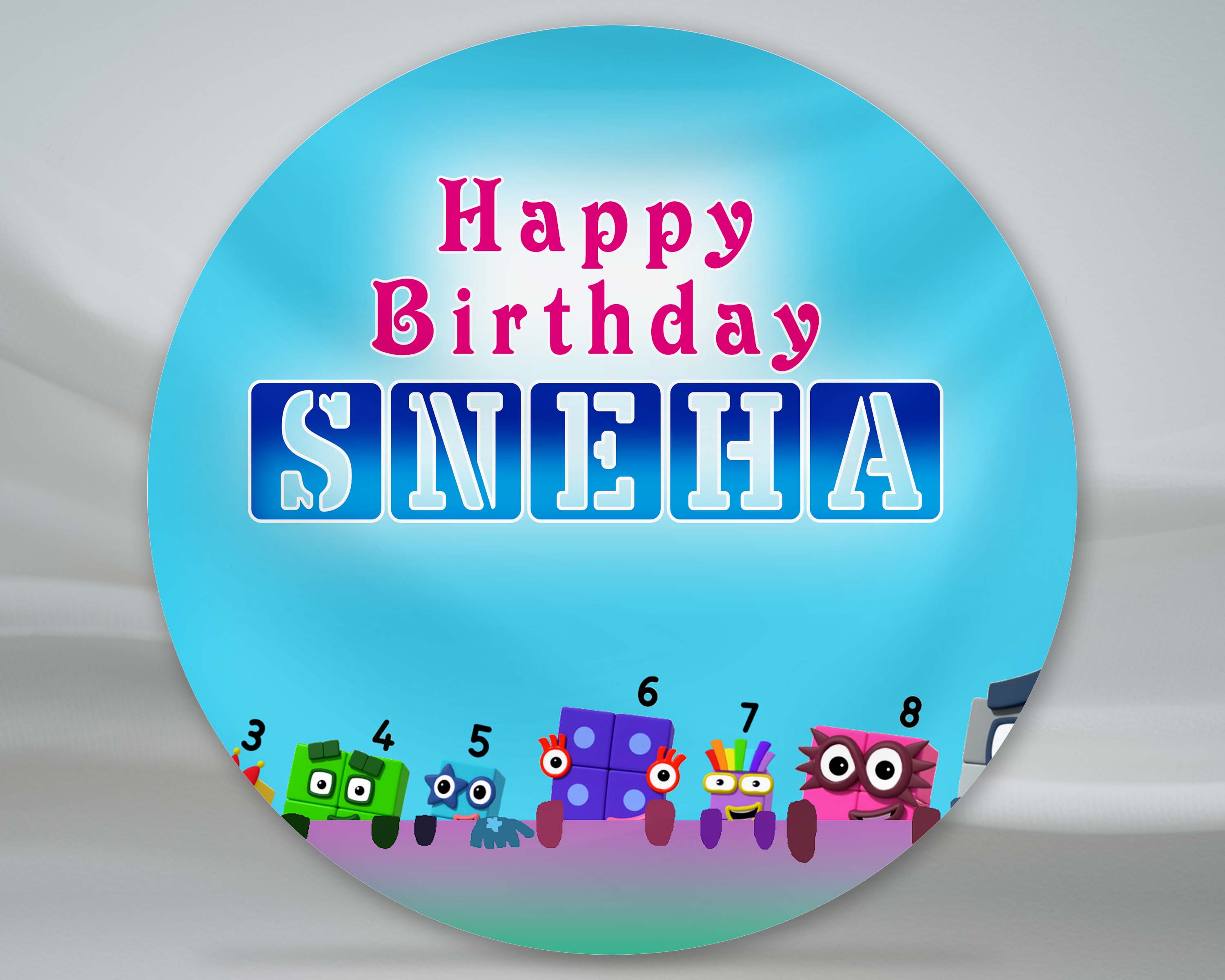 Number Blocks Theme Customized Round Backdrop