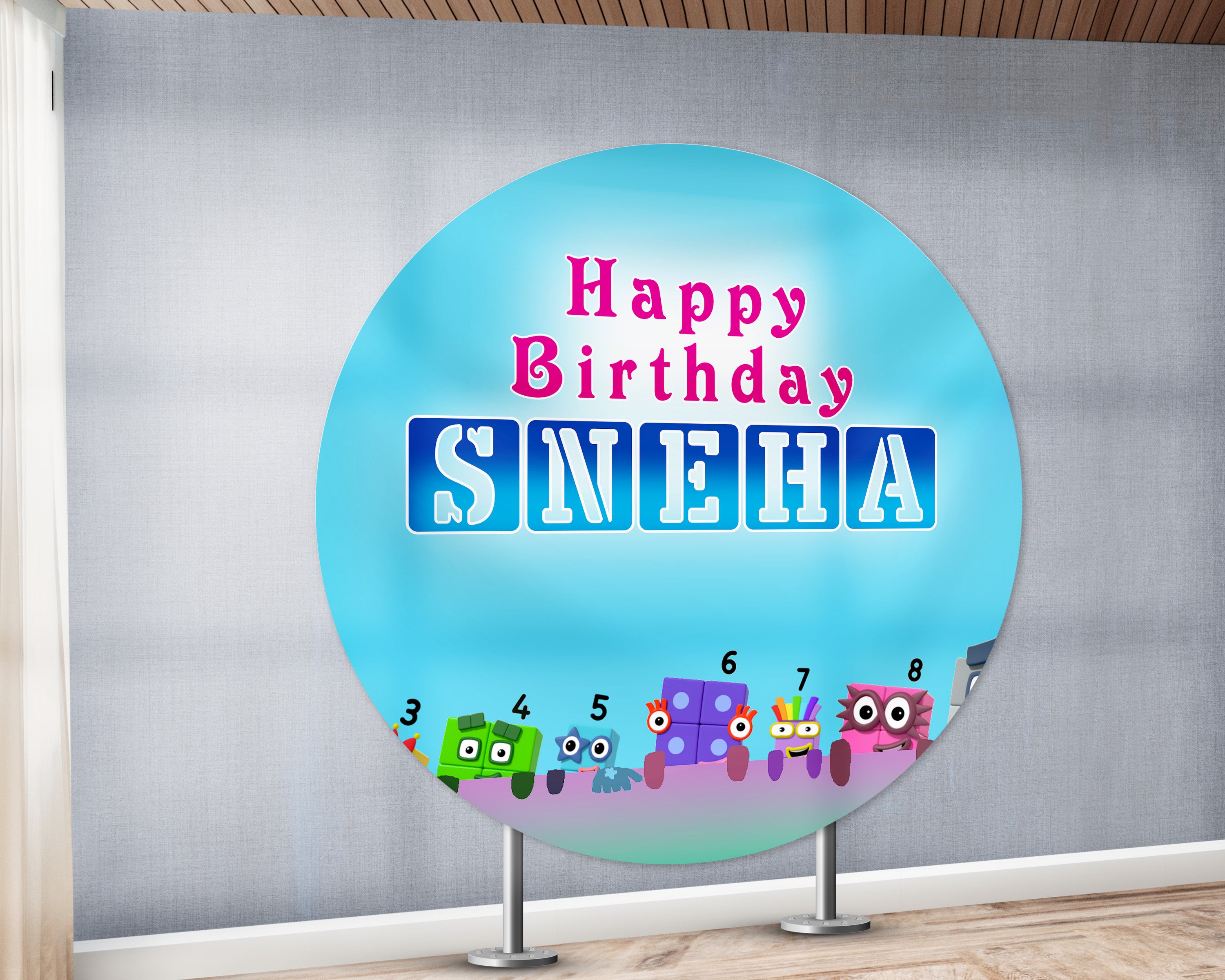 Number Blocks Theme Customized Round Backdrop