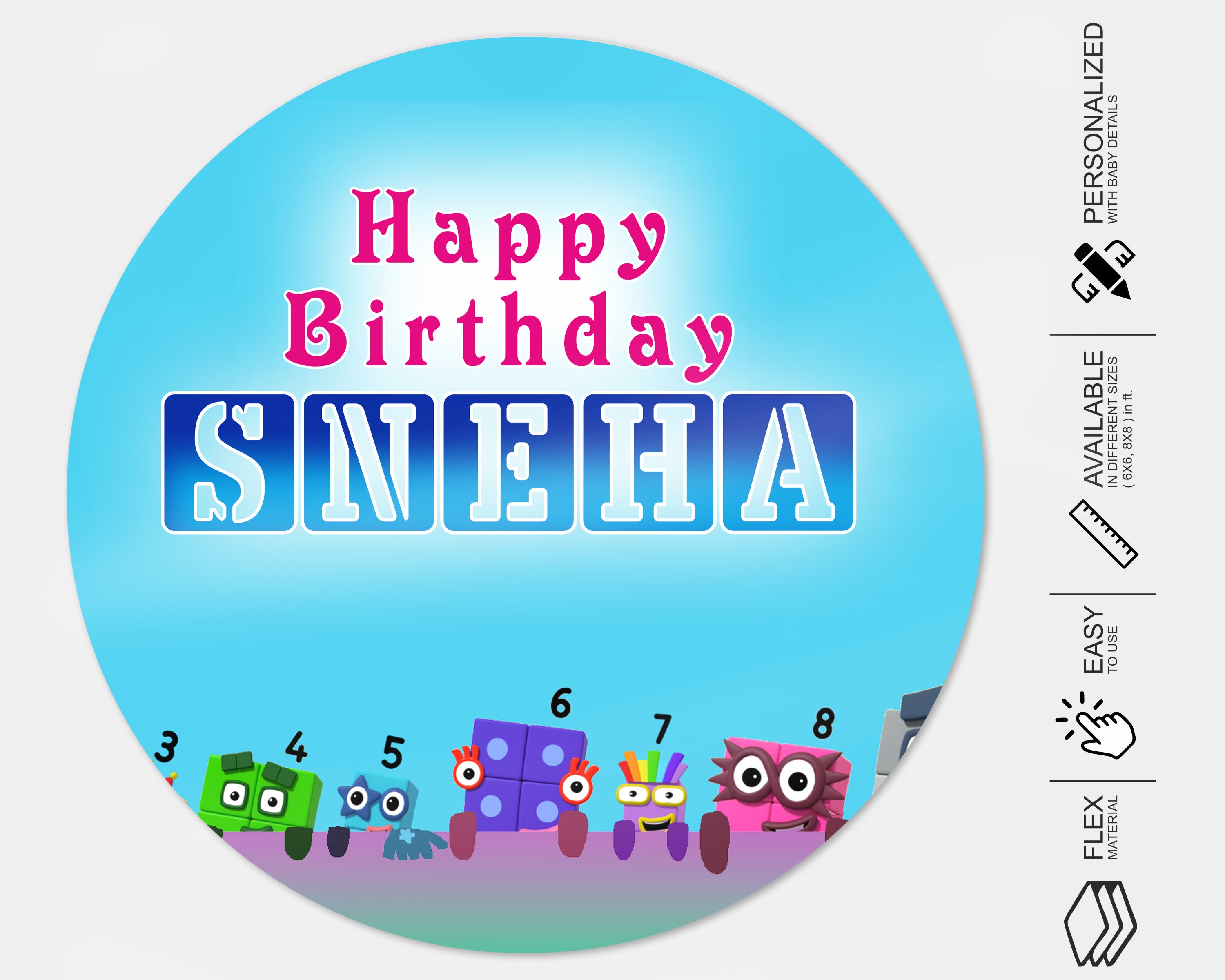 Number Blocks Theme Customized Backdrop