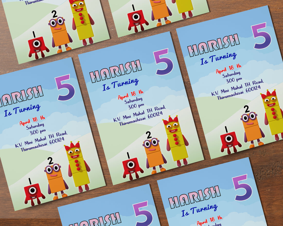 Number Blocks Theme Invite