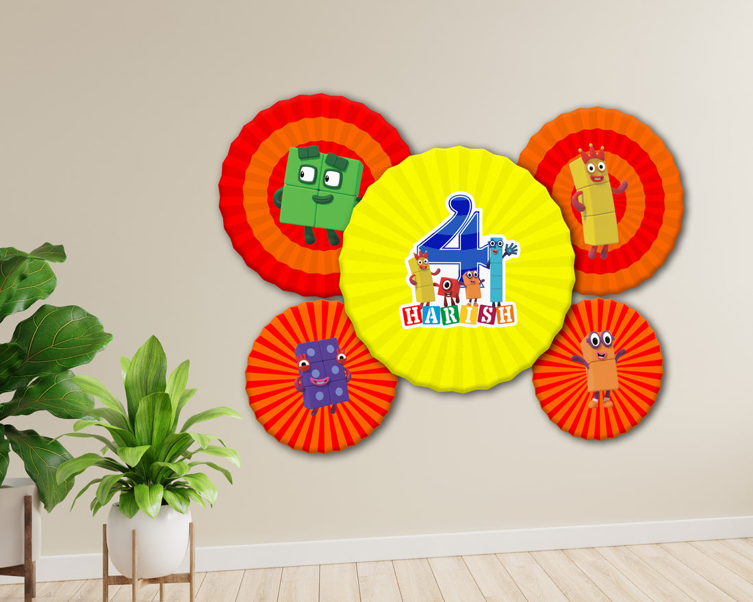 Number Blocks Theme Paper Fan