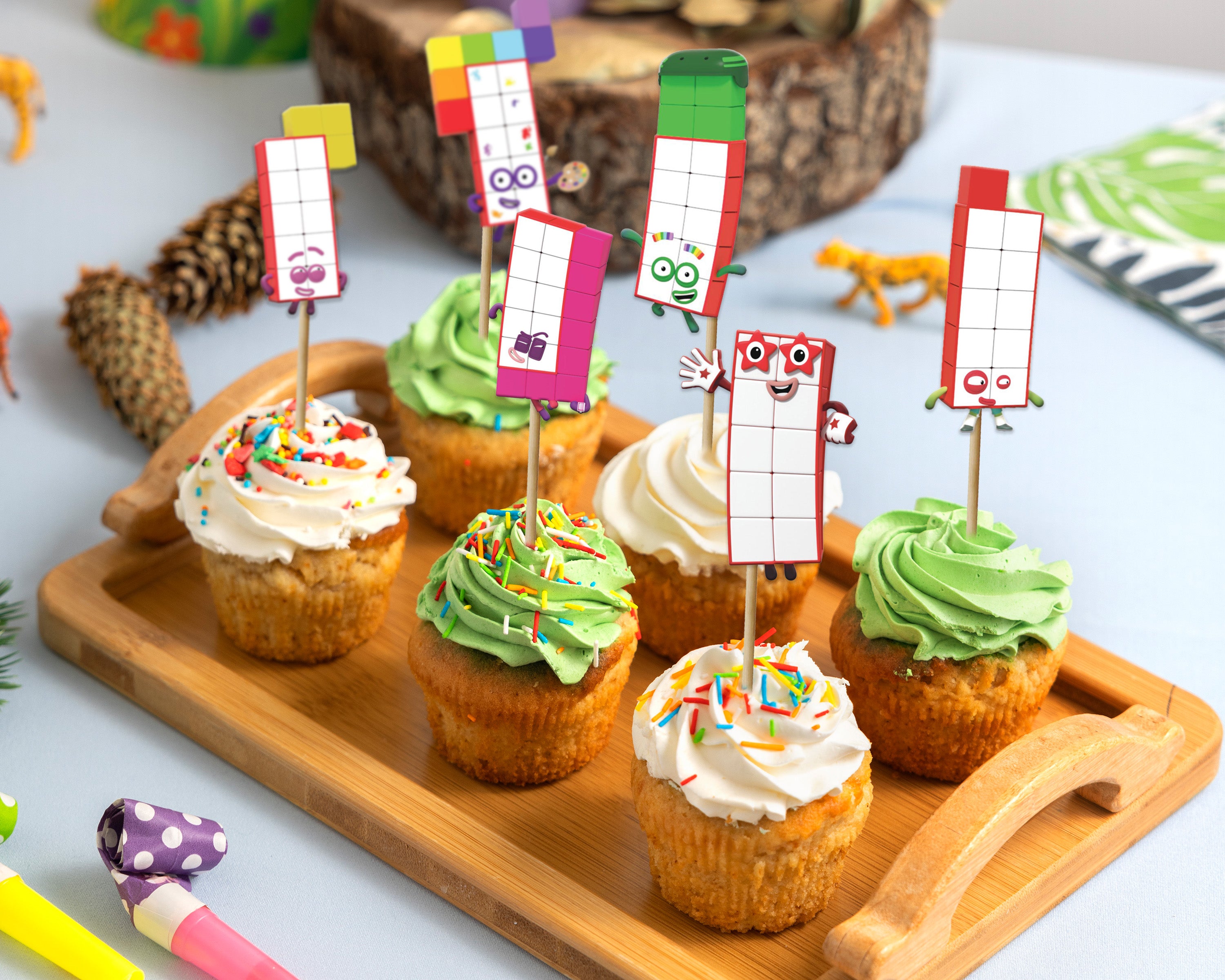 Number Blocks Theme Personalized Cup Cake Topper