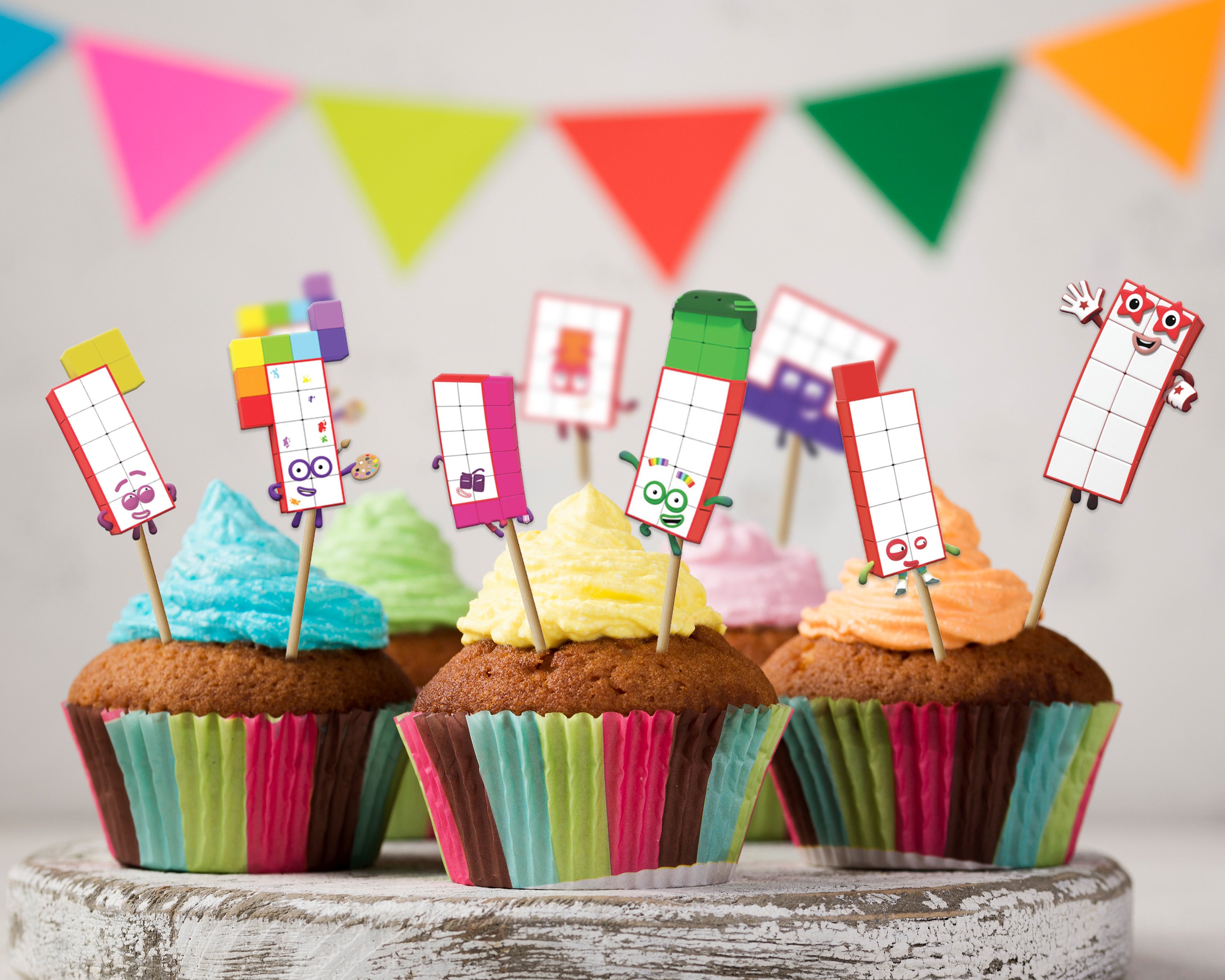 Number Blocks Theme Personalized Cup Cake Topper