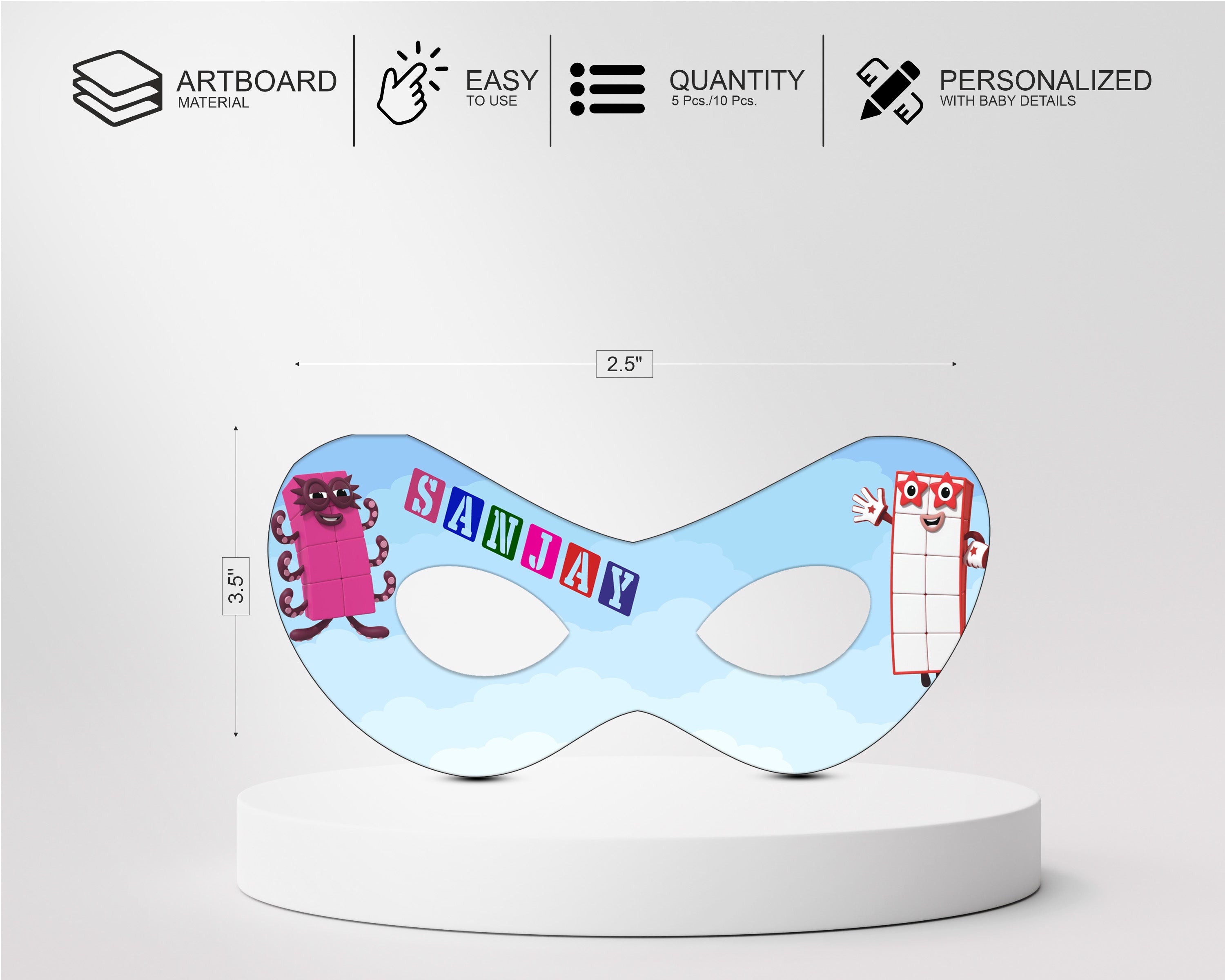Number Blocks Theme Personalized Eye Mask