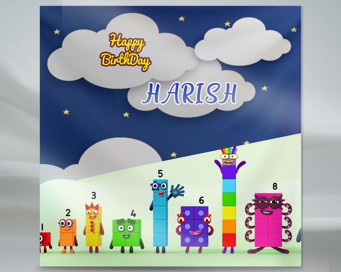 Number Blocks Theme Personalized Square Backdrop