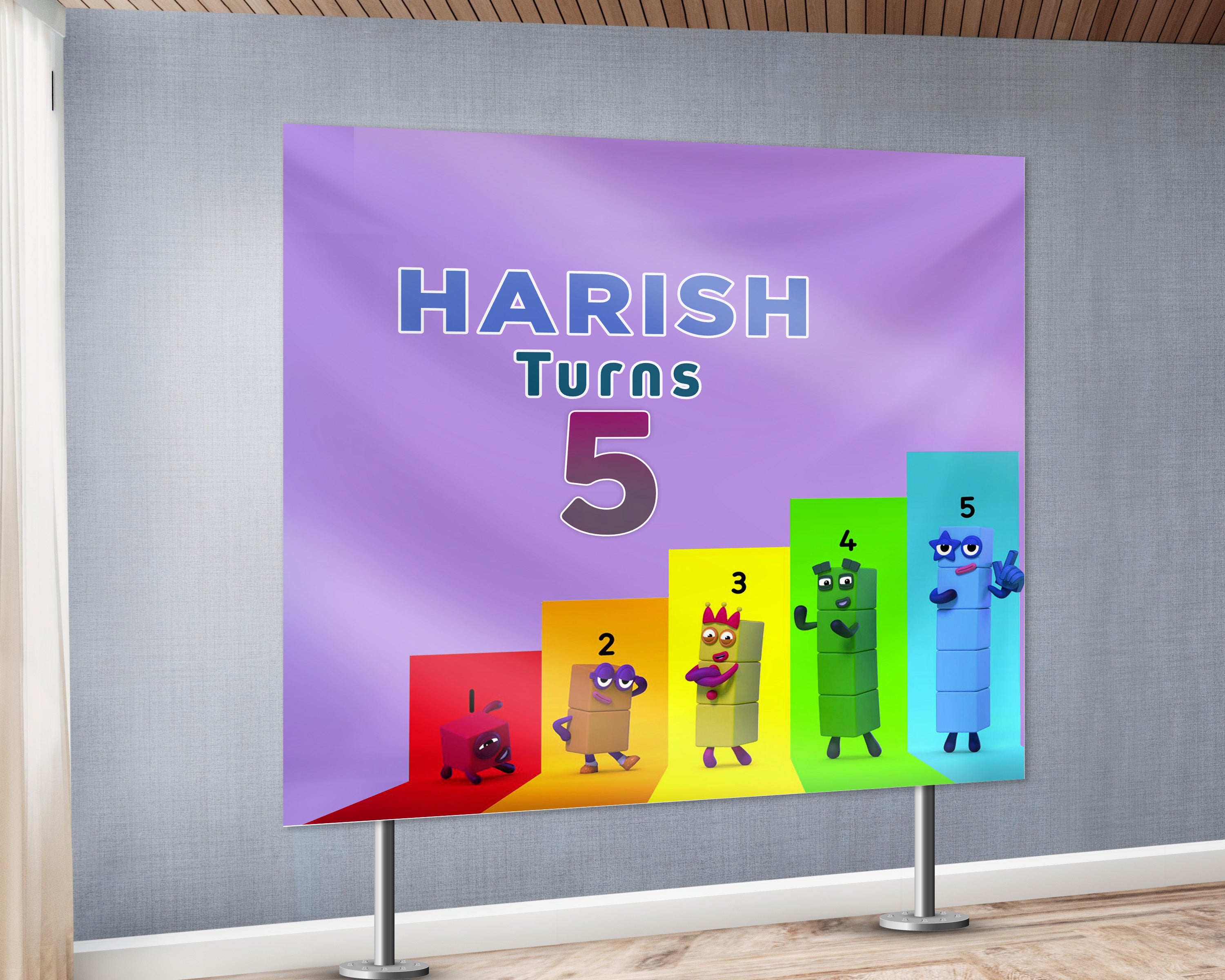 Number Blocks Theme Square Backdrop