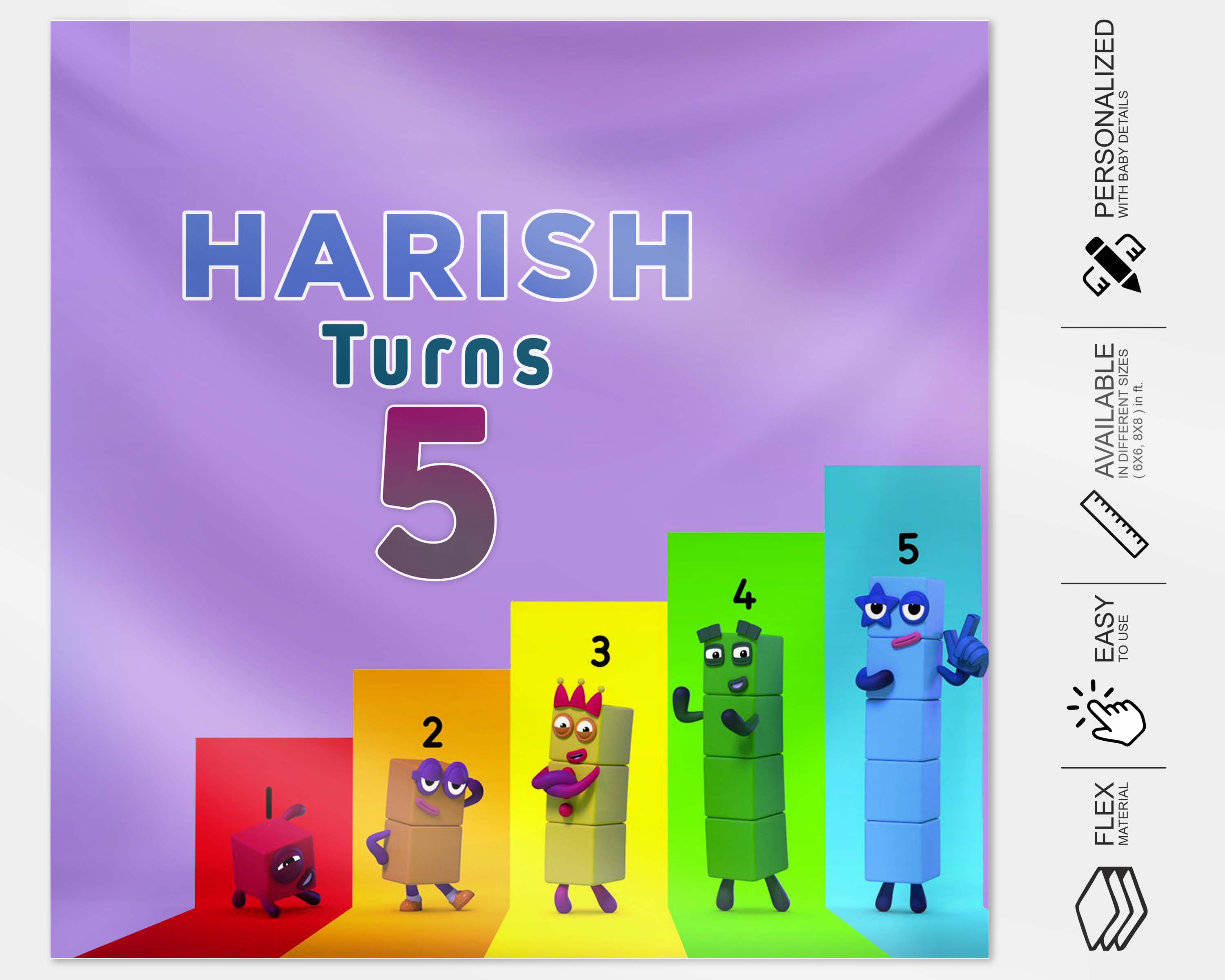 Number Blocks Theme Square Backdrop