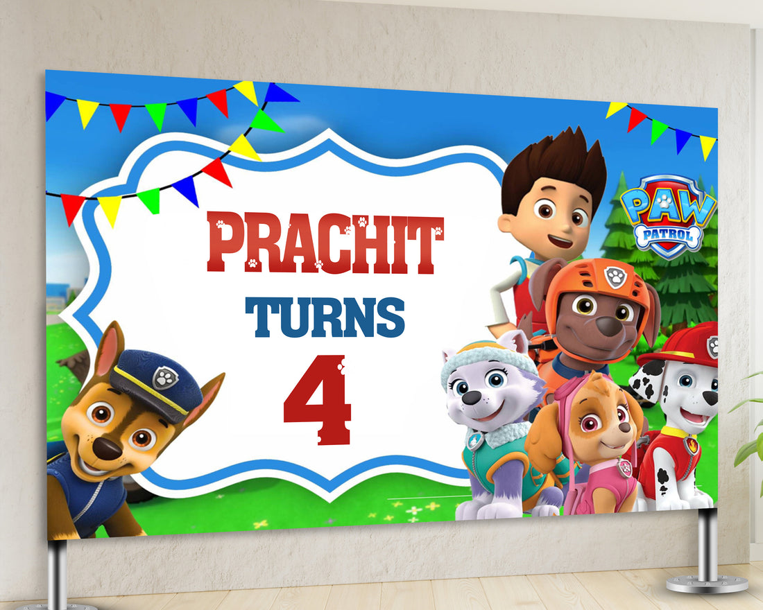 Paw Patrol Theme Personalized Backdrop