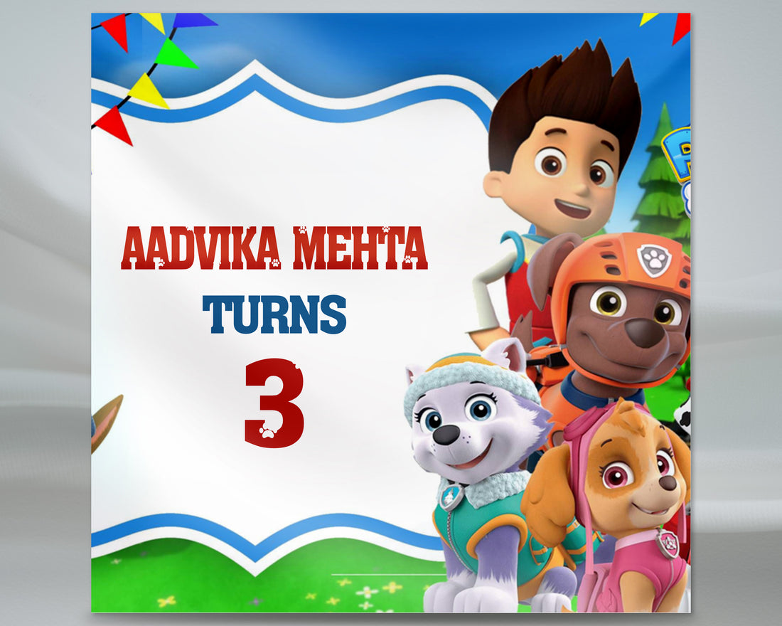 Paw Patrol Theme Personalized Square Backdrop