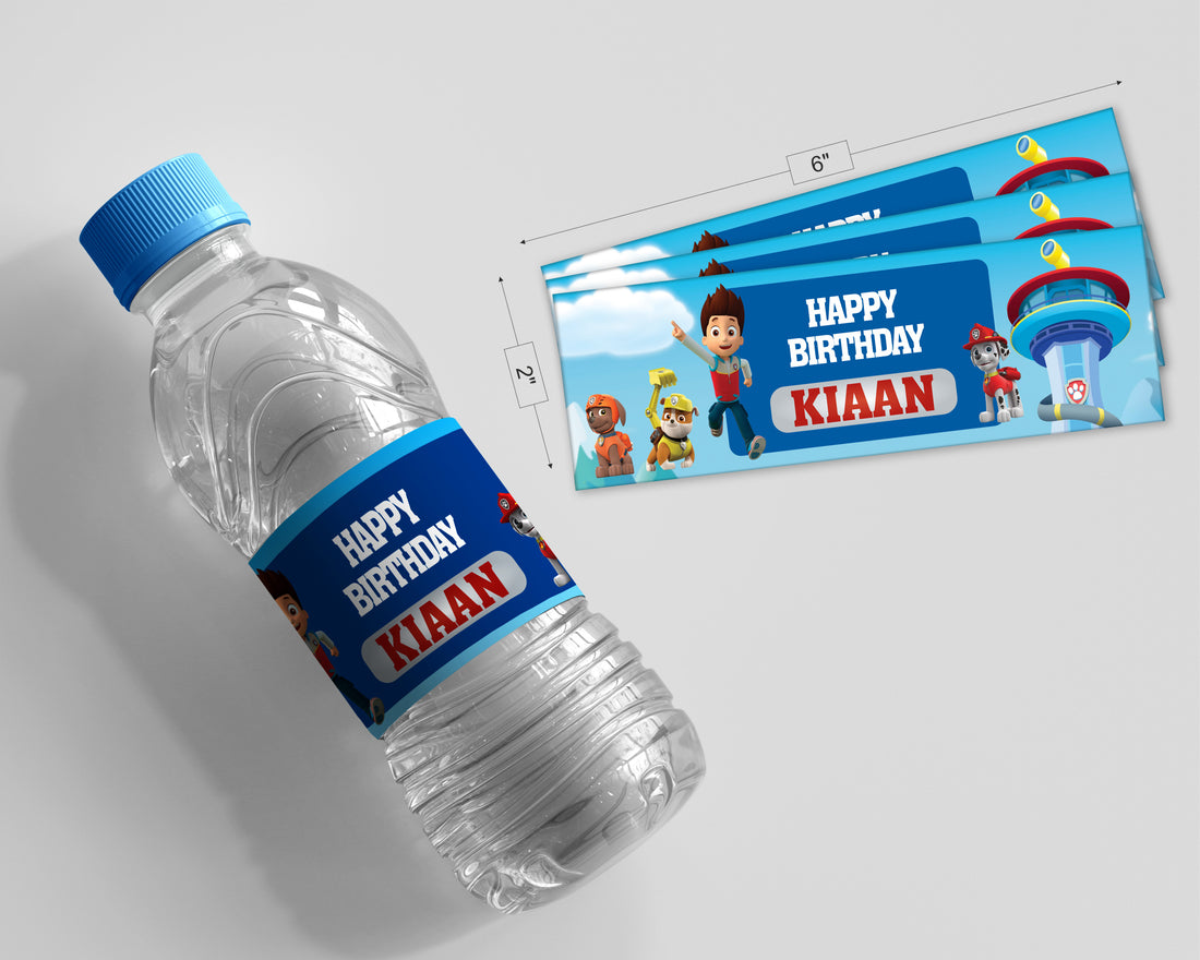 Paw Patrol Theme Water Bottle Stickers