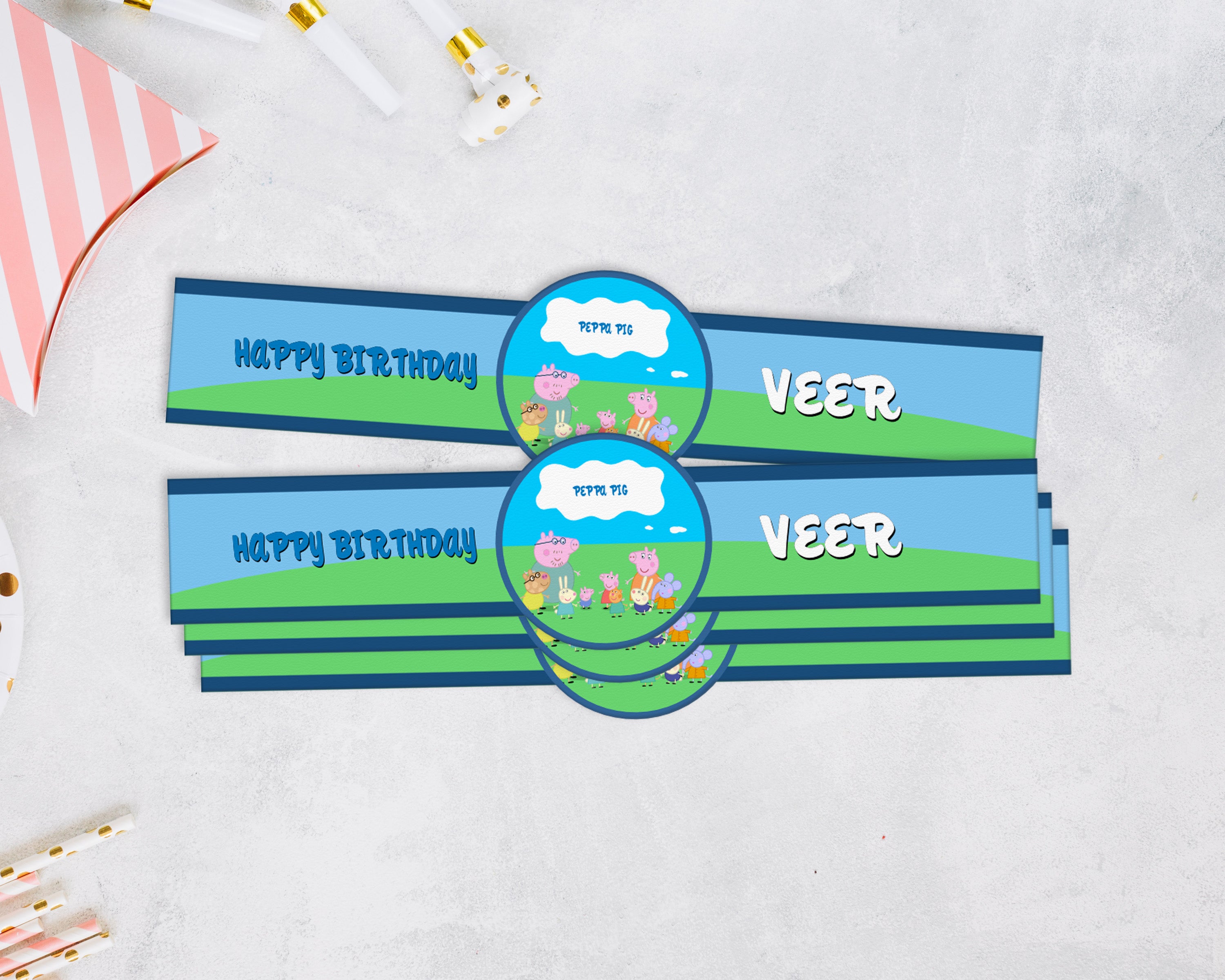 Peppa Pig Theme Customized Hand Band