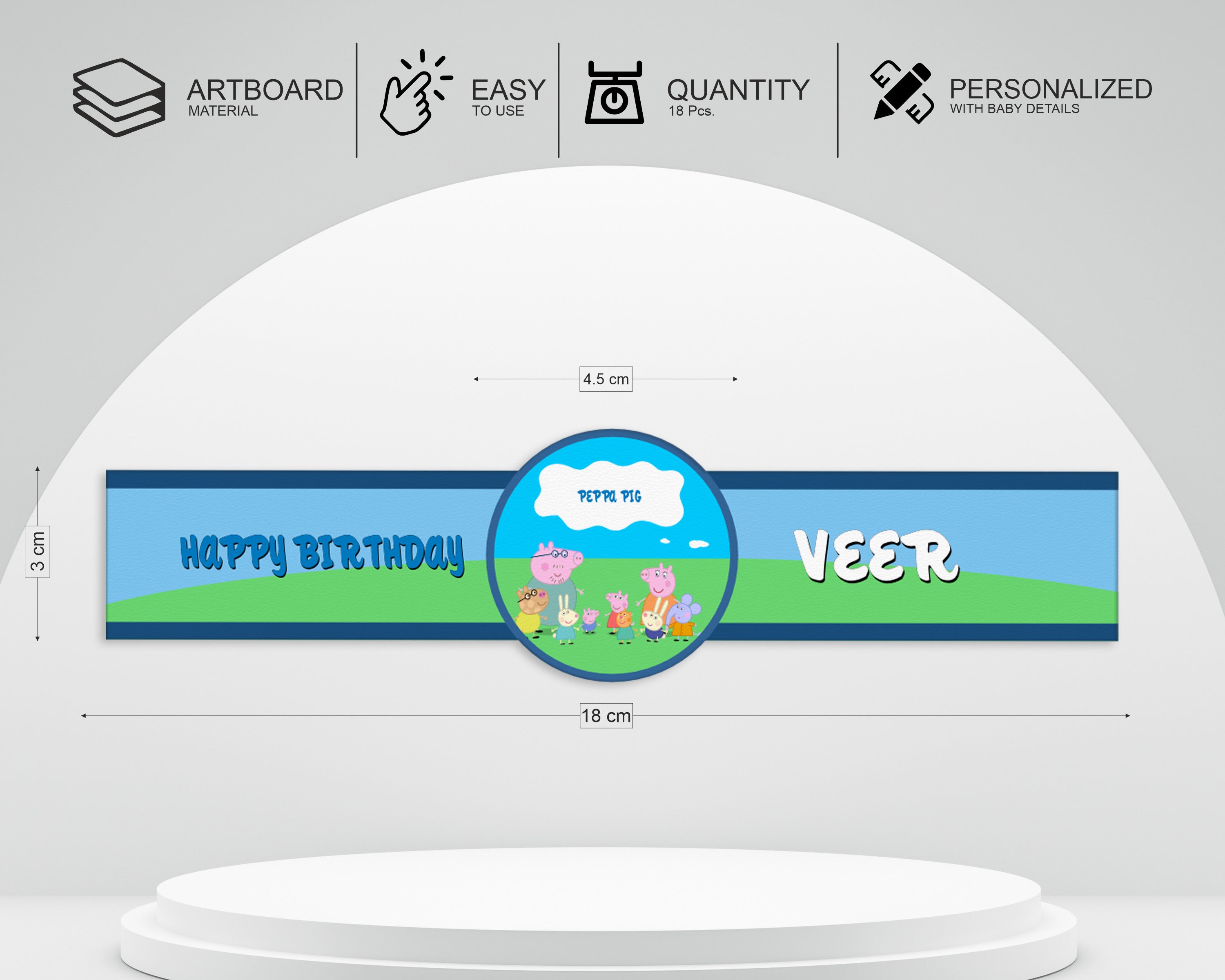 Peppa Pig Theme Customized Hand Band