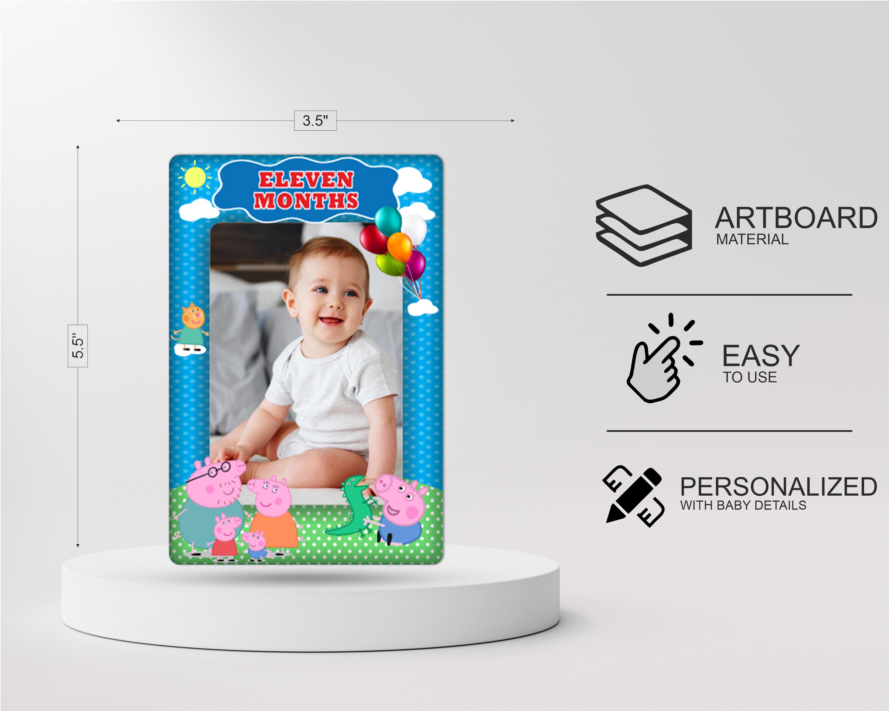 Peppa Pig Theme Customized 12 Months Photo Banner