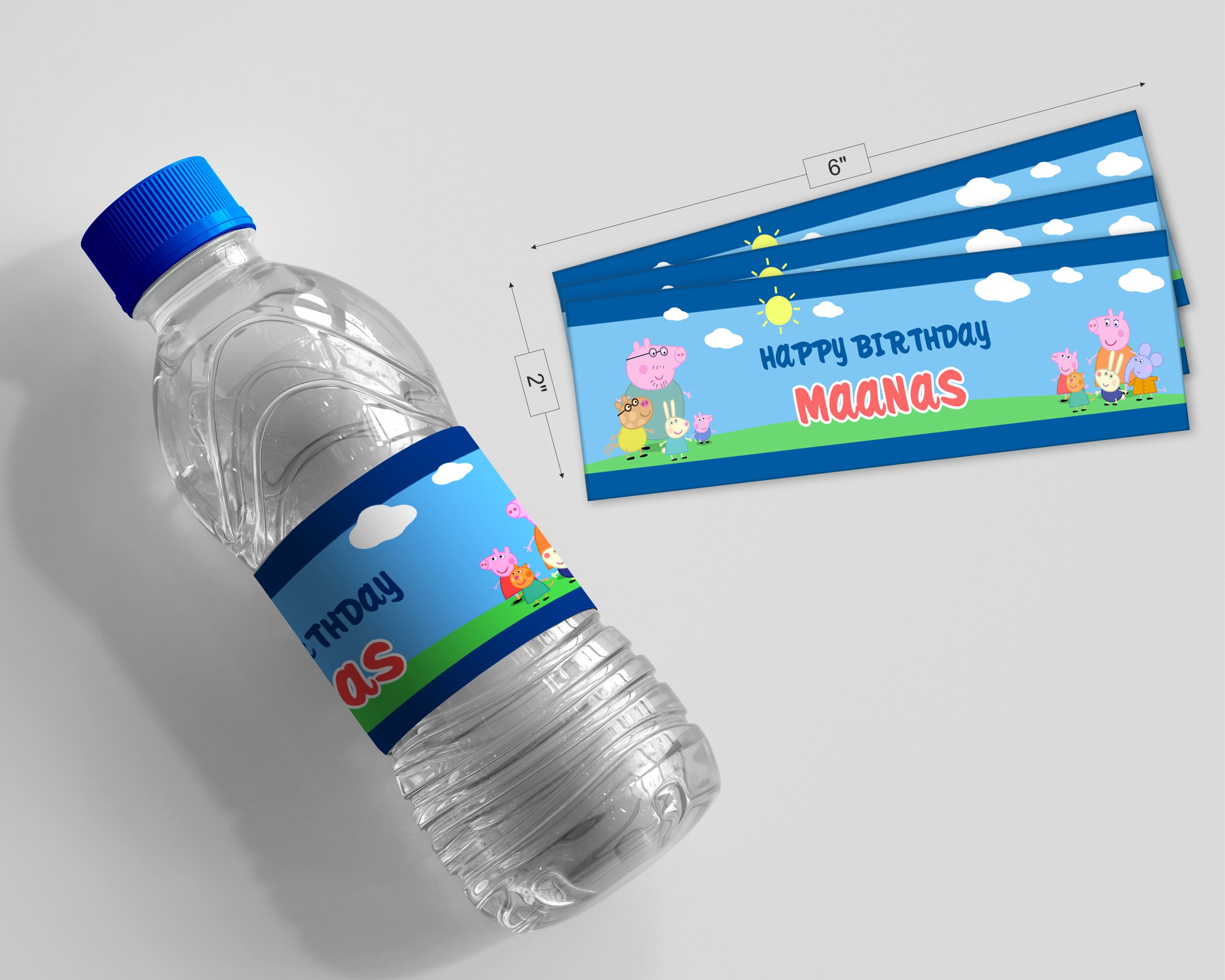 Peppa Pig Theme Customized Water Bottle Sticker