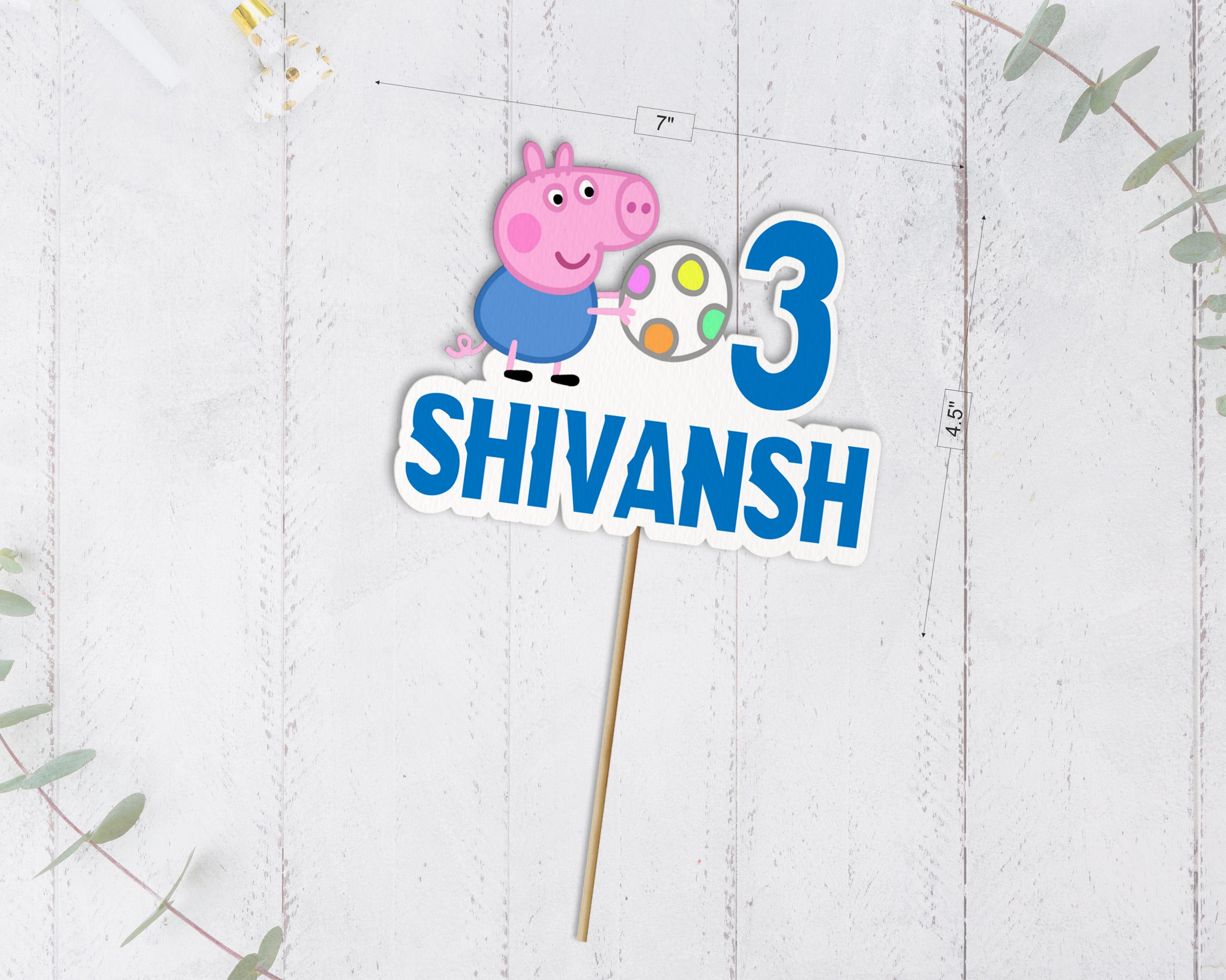 Peppa Pig Theme Cake Topper