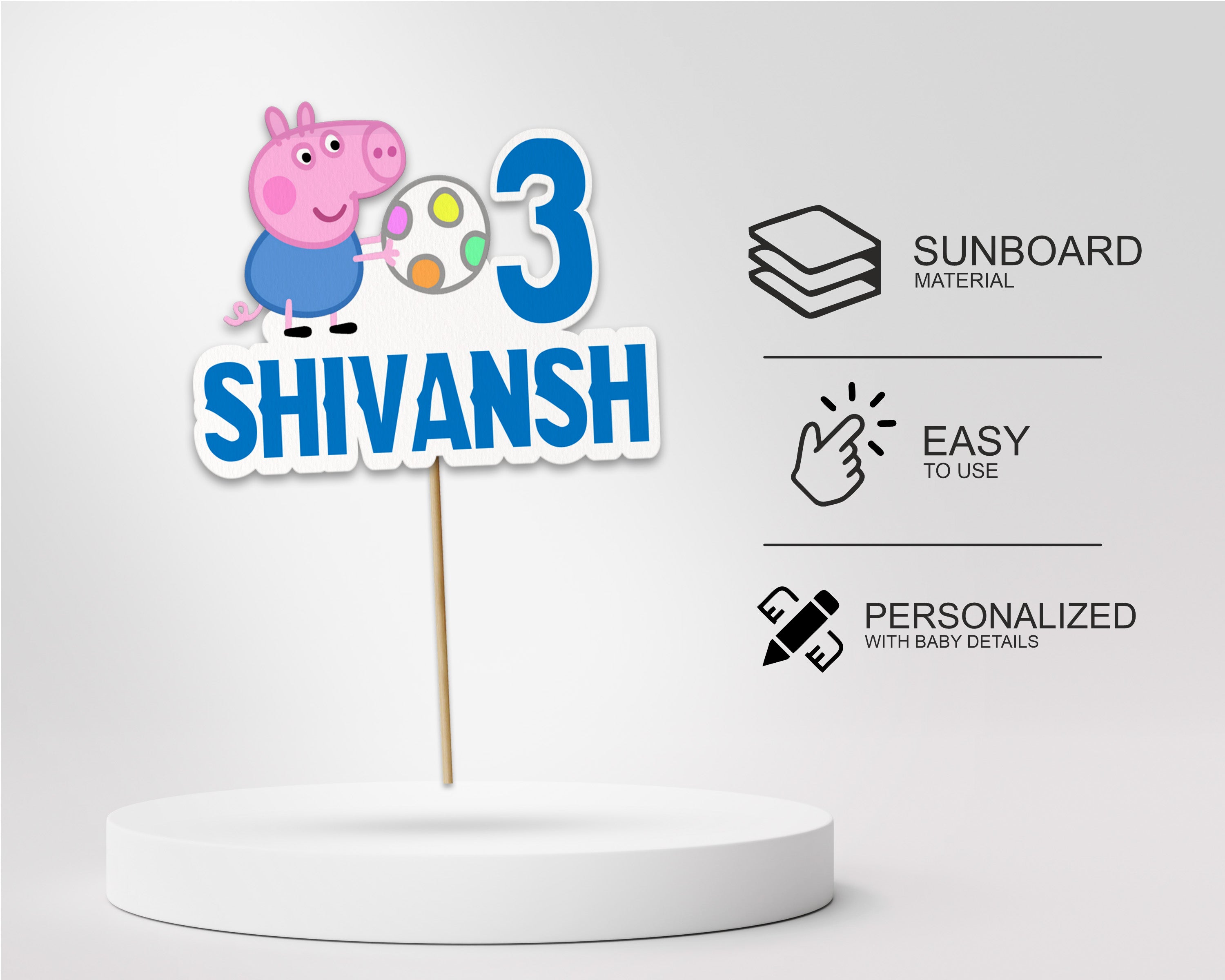 Peppa Pig Theme Cake Topper