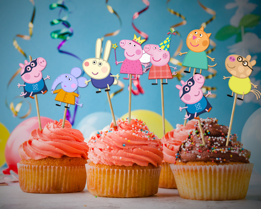 Peppa Pig Theme Cup Cake Topper