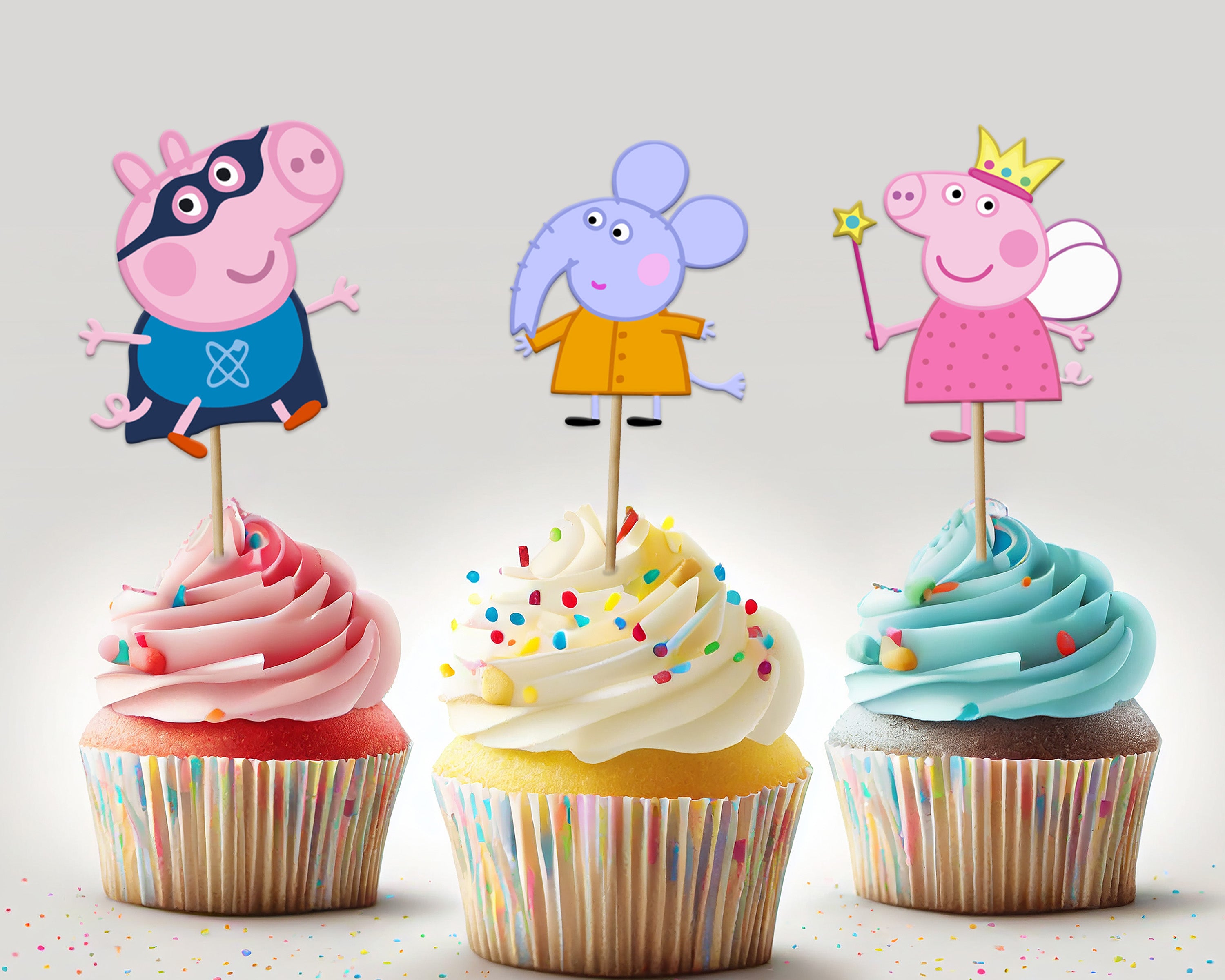 Peppa Pig Theme Cup Cake Topper