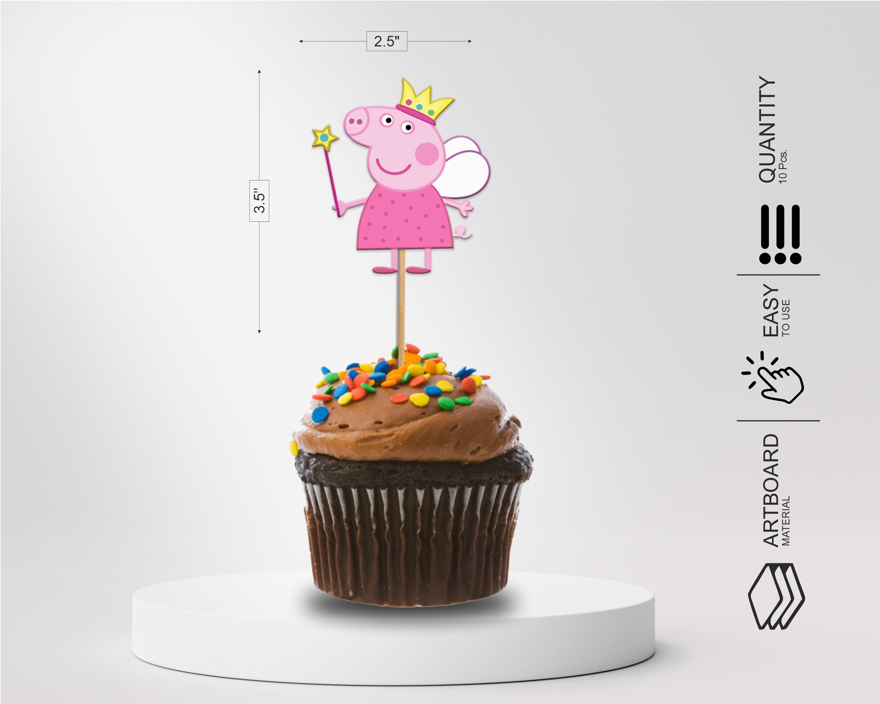 Peppa Pig Theme Cup Cake Topper