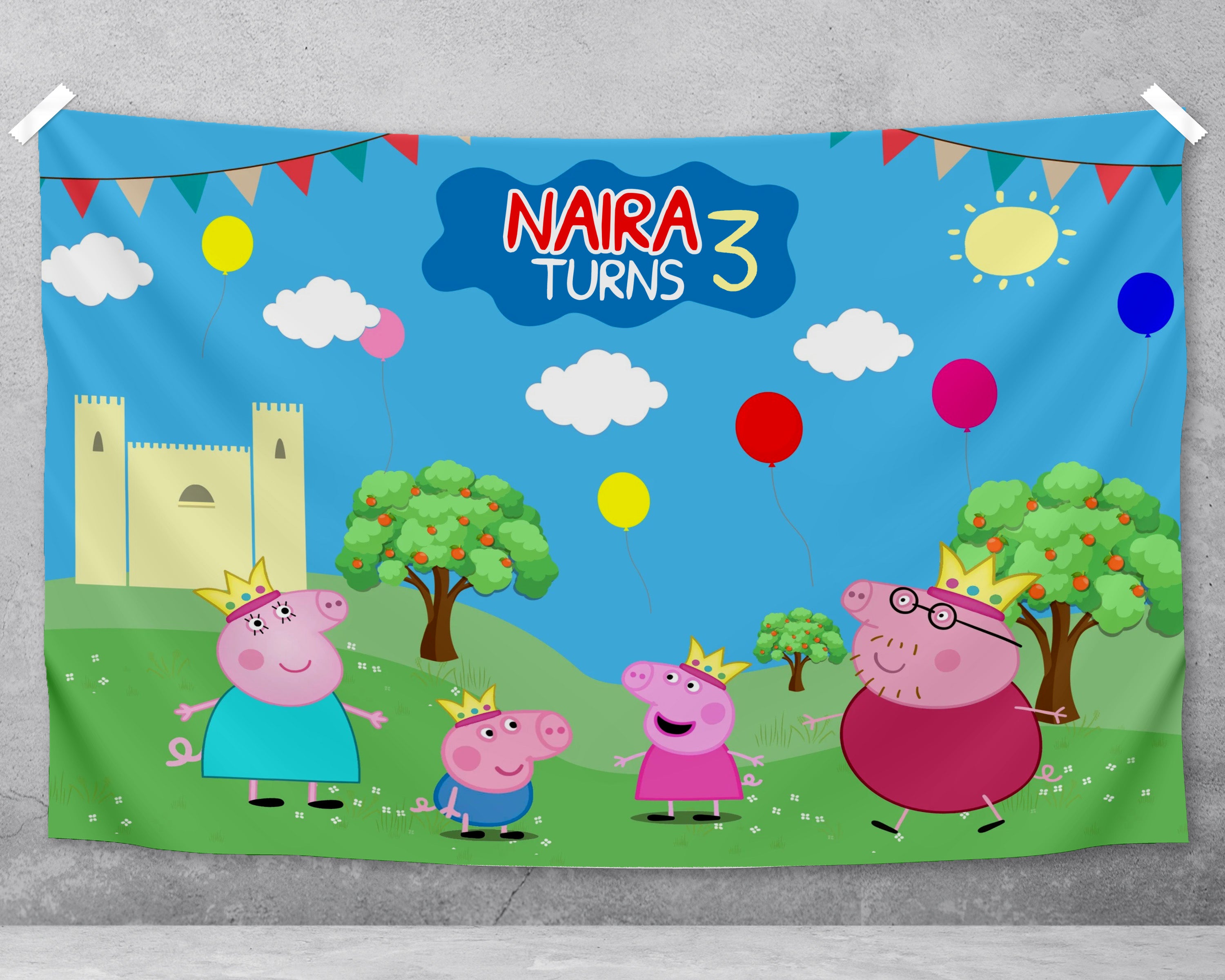 Peppa Pig Theme Customized Backdrop
